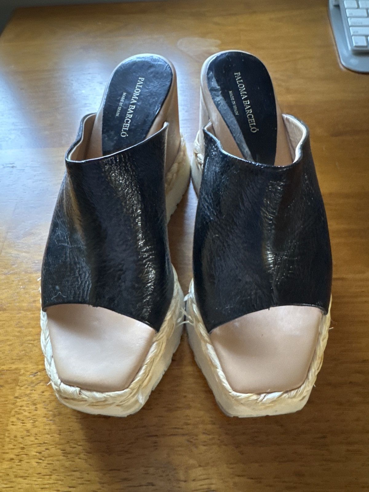 Paloma Bercelo Paloma Barcelo Black Patent open toe wedge Size US 7 / IT 37 - 1 Thumbnail