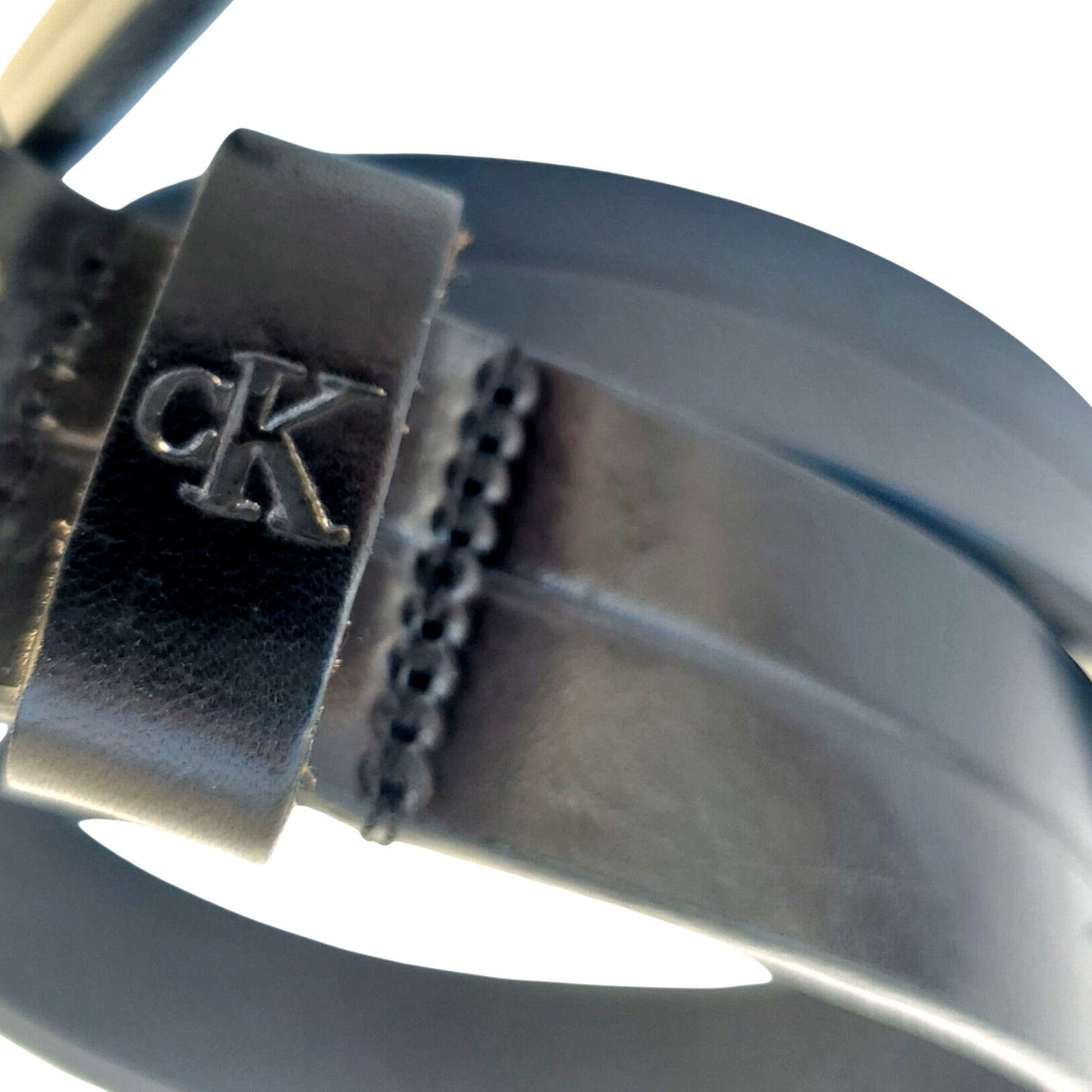 Calvin Klein Calvin Klein Black Leather Belt Double Prong Buckle Men Smal Size ONE SIZE - 10 Thumbnail