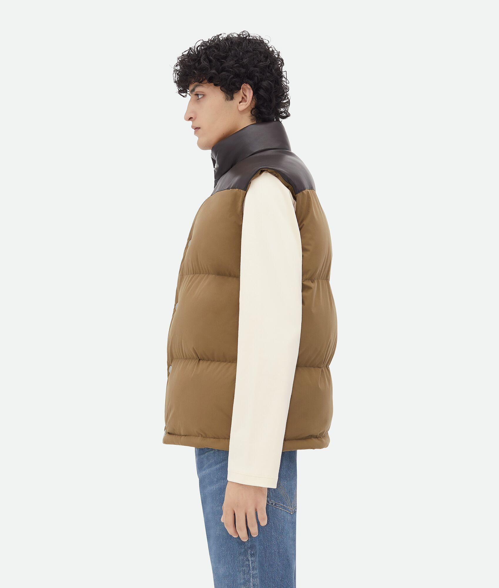 Bottega Veneta o1w1db10825 Frosted Poplin And Leather Gilet in Liana Size US XL / EU 56 / 4 - 2 Thumbnail