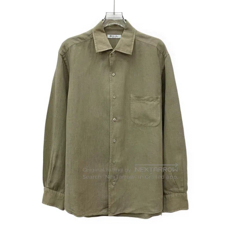 Loro Piana Loro Piana Brown Green Linen Collar Single Breasted Long S Size US L / EU 52-54 / 3 - 1 Thumbnail