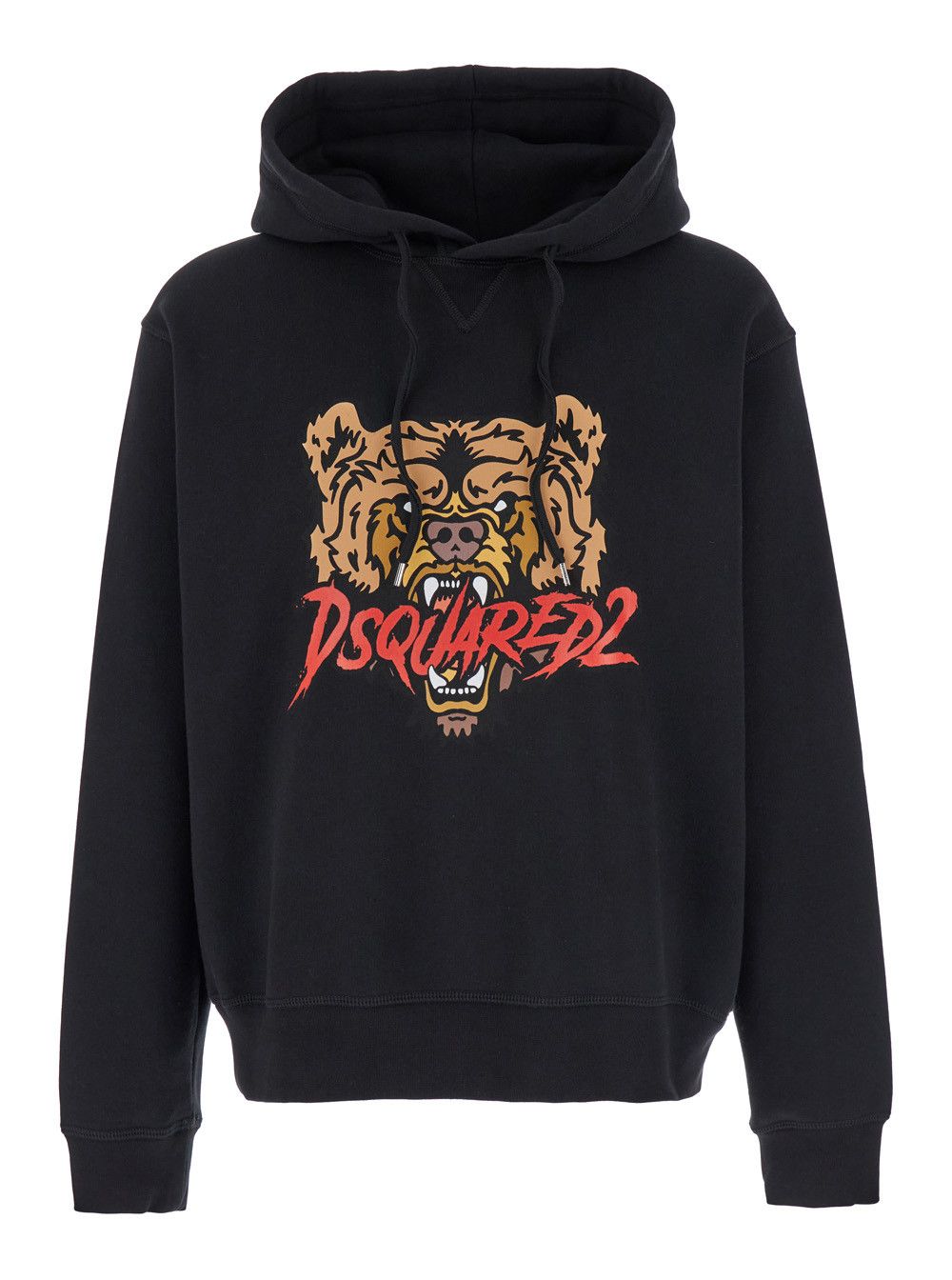 Dsquared2 Black Hoodie with Drawstring Hood and Maxi Logo Print on the Front in Cotton Man Size US XL / EU 56 / 4 - 1 Thumbnail