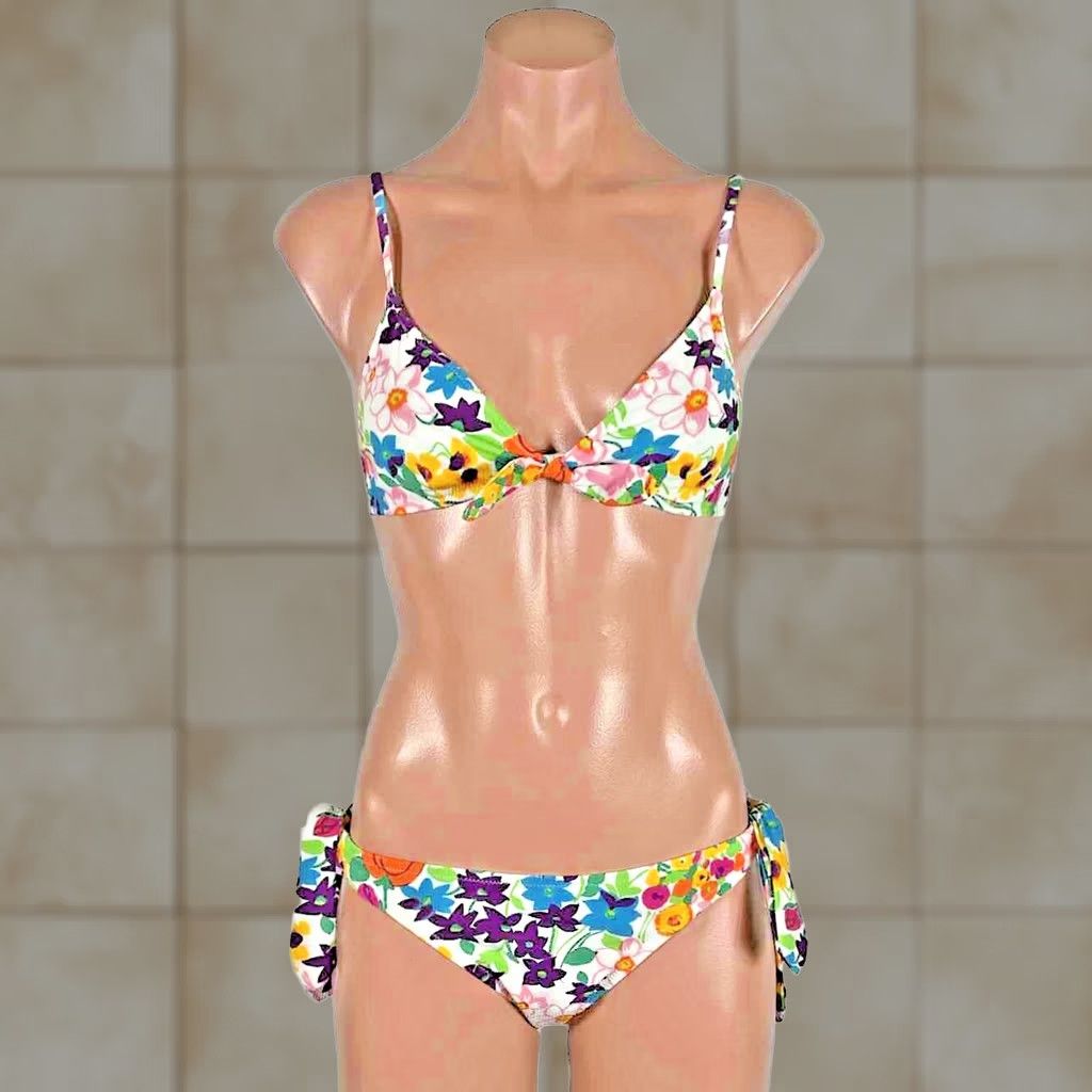 J.Crew J Crew Textured floral Bikini Top & Bottoms 2pc Tie Side white SMALL adjustable Size S / US 4 / IT 40 - 1 Thumbnail