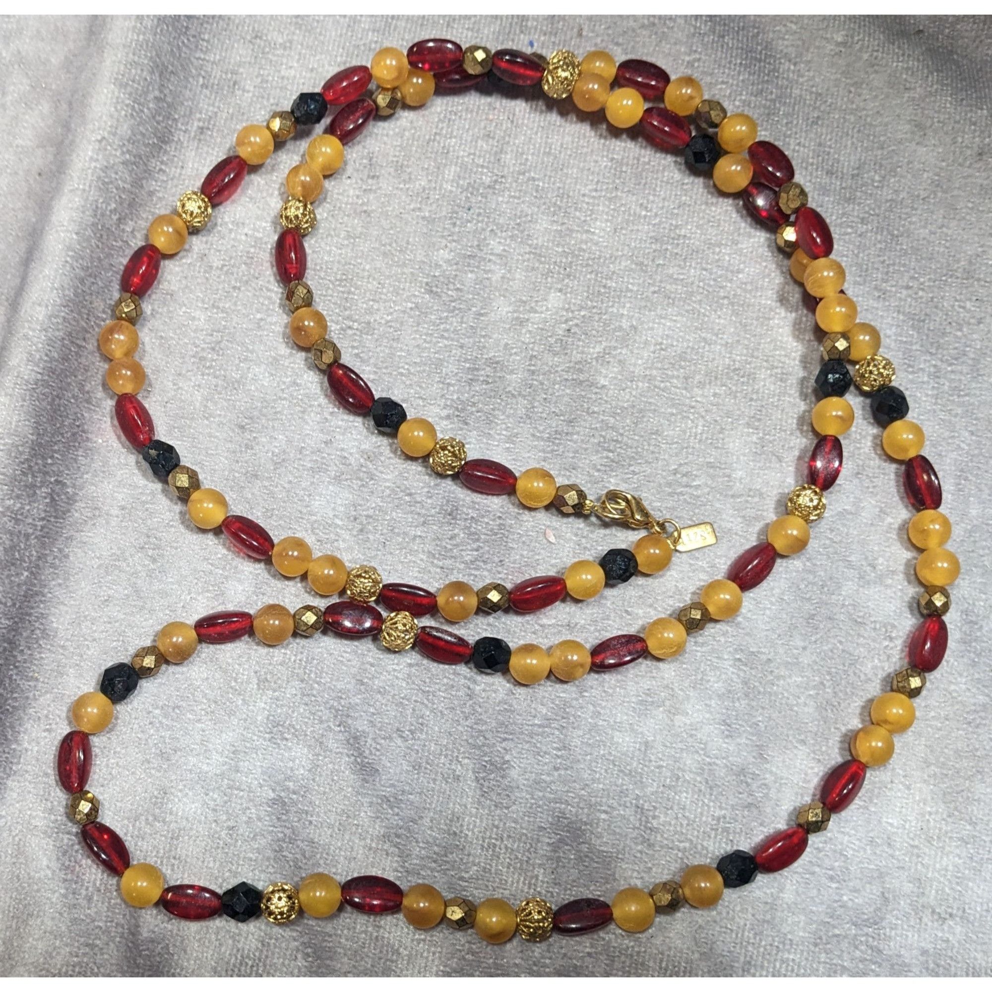 Other Vintage 1928 Red Yellow And Gold Tone Beaded Necklace Size ONE SIZE - 6 Thumbnail