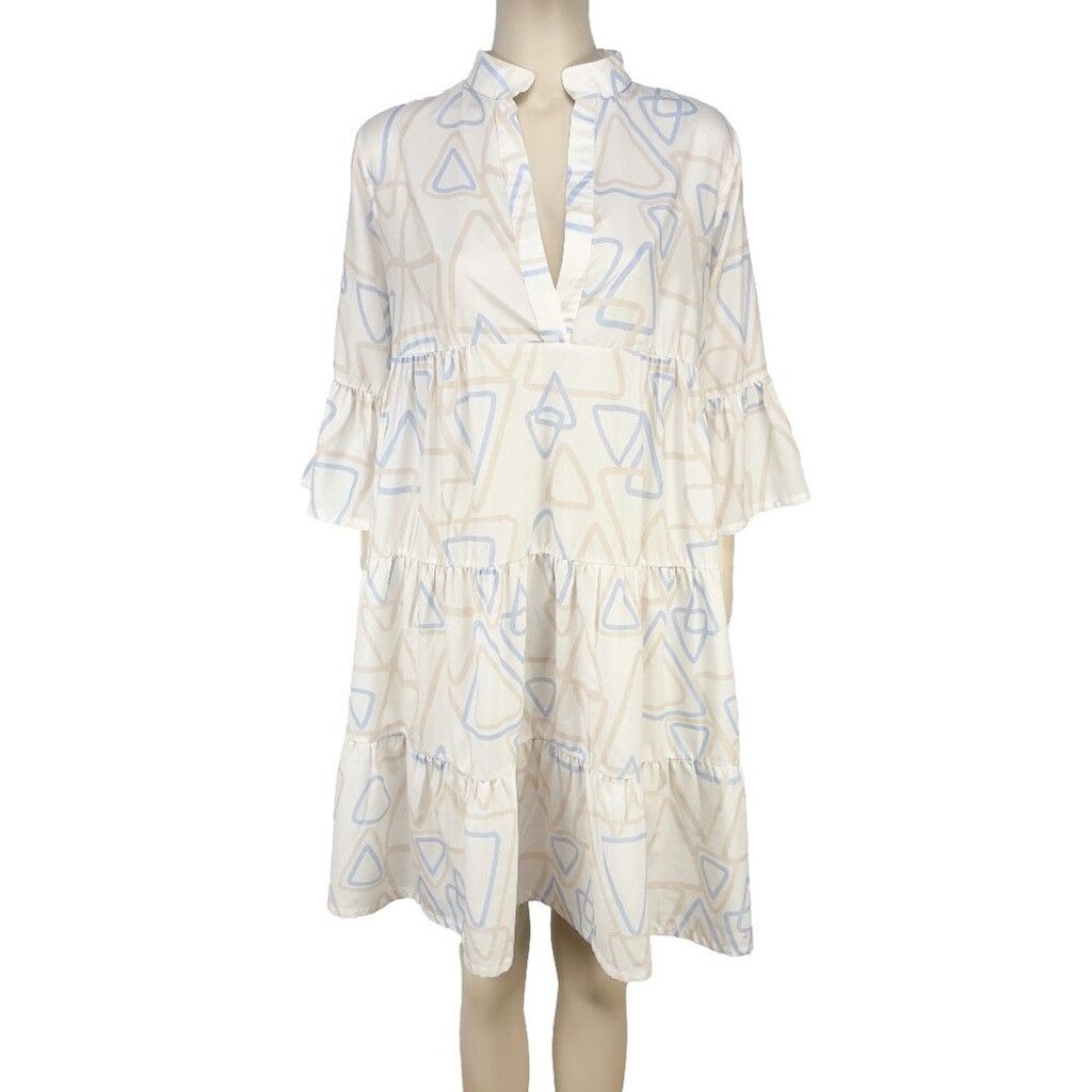 Other UCHUU Designer Mtl Flounce Summer Geometric White Dress 2 Size XS / US 0-2 / IT 36-38 - 1 Thumbnail