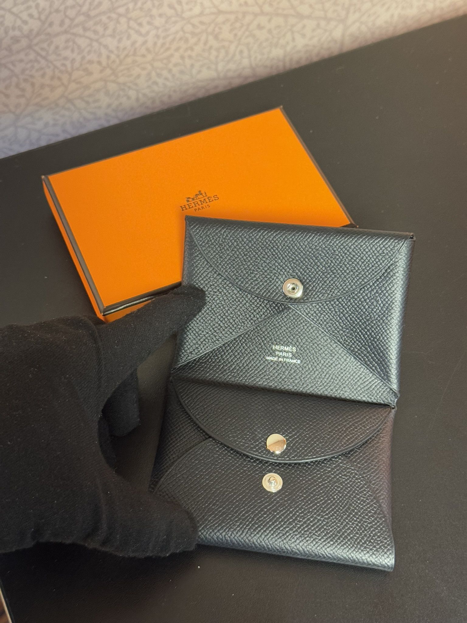 Hermes Hermes Calvi Duo Compact Card Holder Goatskin & Palladium Size ONE SIZE - 3 Thumbnail