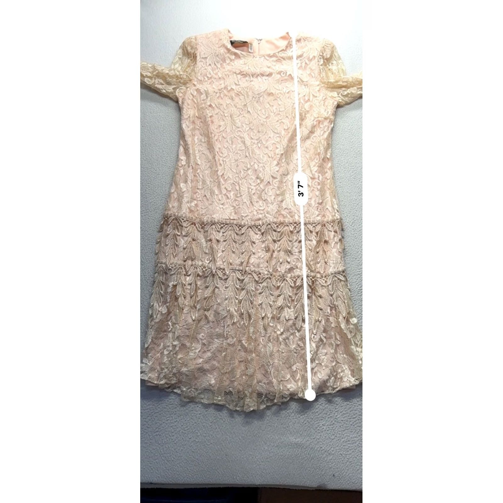 Vintage VINTAGE Blush Lace Tiered Cocktail Dress Jill Richards Designs #9573 Womens 16 Blush Eveningwear 1960s Size XXL / US 16-18 / IT 52-54 - 8 Thumbnail