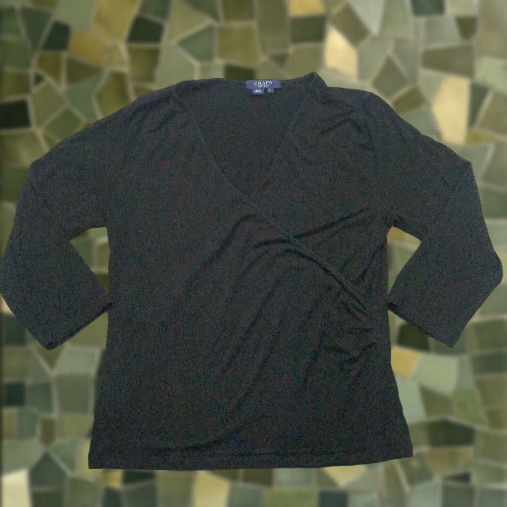 Chaps Chaps Shirt Womens Large Black Long Sleeve V-Neck Top Stretch - T-Shirt - Regular - women - Large - Black - Chaps V-Neck shirt - 60 day return policy Size L / US 10 / IT 46 - 1 Thumbnail
