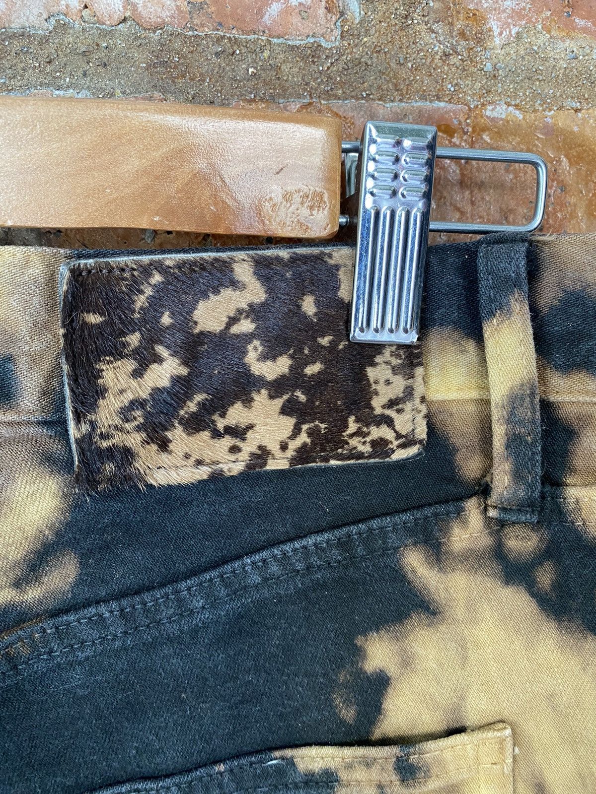 Japanese Brand × KMRii × Shellac SHELLAC Japan Bleach Wash black flare pants Size US 33 - 13 Thumbnail
