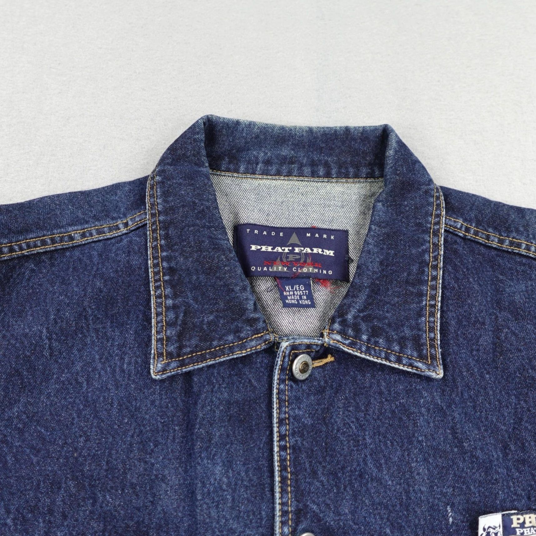 Phat Farm VINTAGE Phat Farm Jacket Mens XL Denim Truckers / Trucker Blue Button Up Hip Hop Y2K Size US 36 / EU 52 - 2 Thumbnail