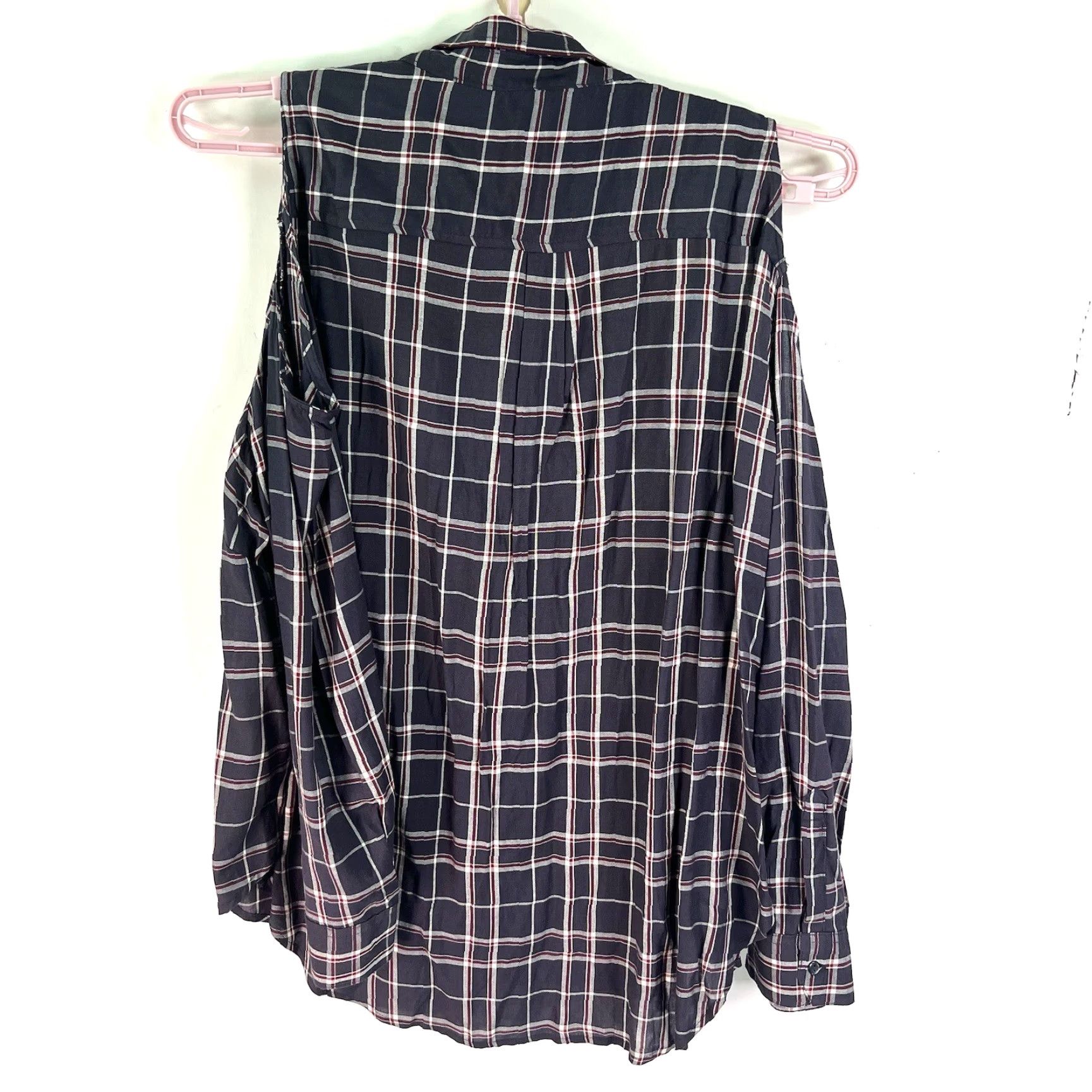 Vintage Cato Button-Up Top SZ 26/28W Gray Plaid Long Sleeve Cold Shoulder Size 4XL / US 24-26 - 5 Thumbnail