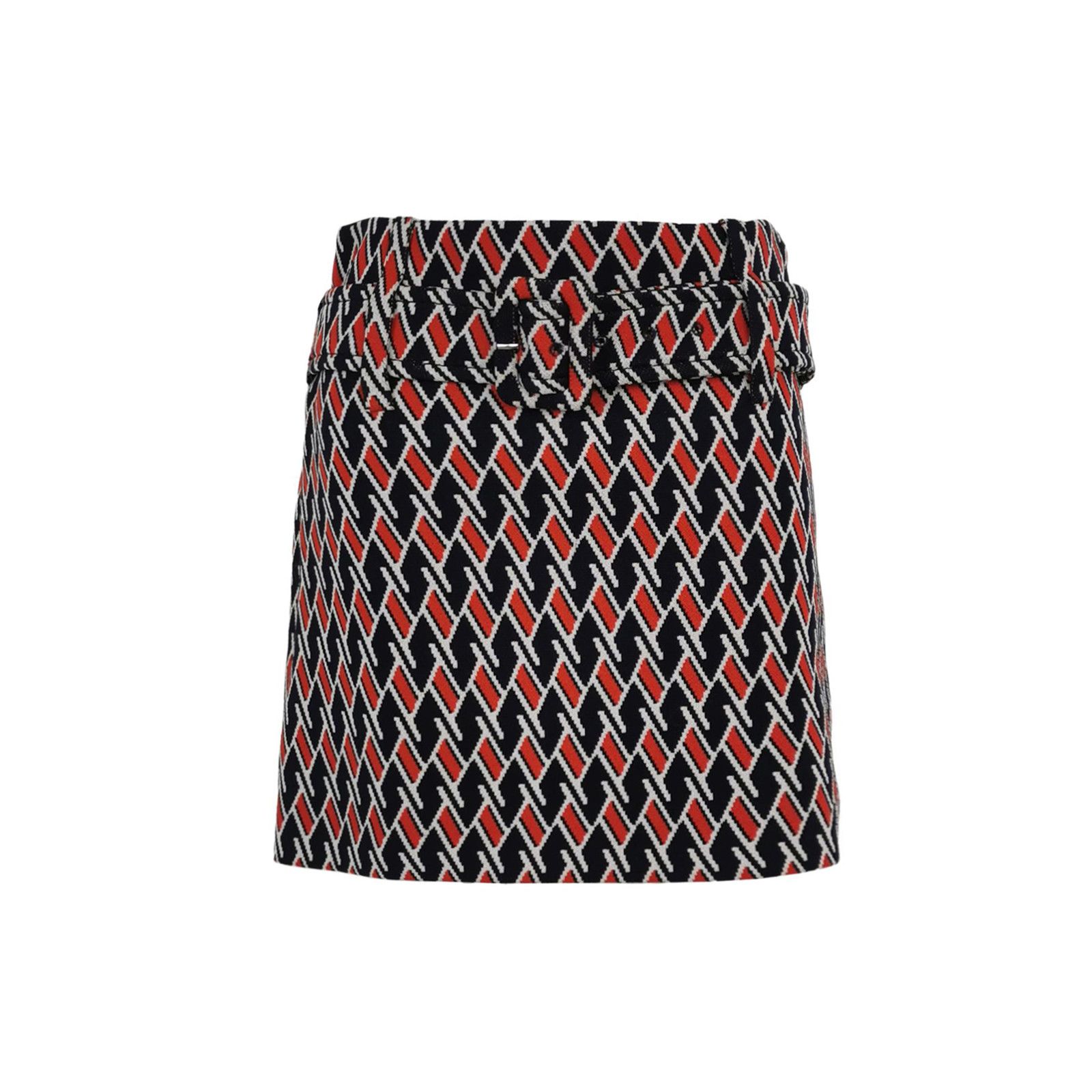 Prada Prada Geometric Pattern Belted Mini Skirt Size 38 Size 26" / US 2 / IT 38 - 1 Thumbnail