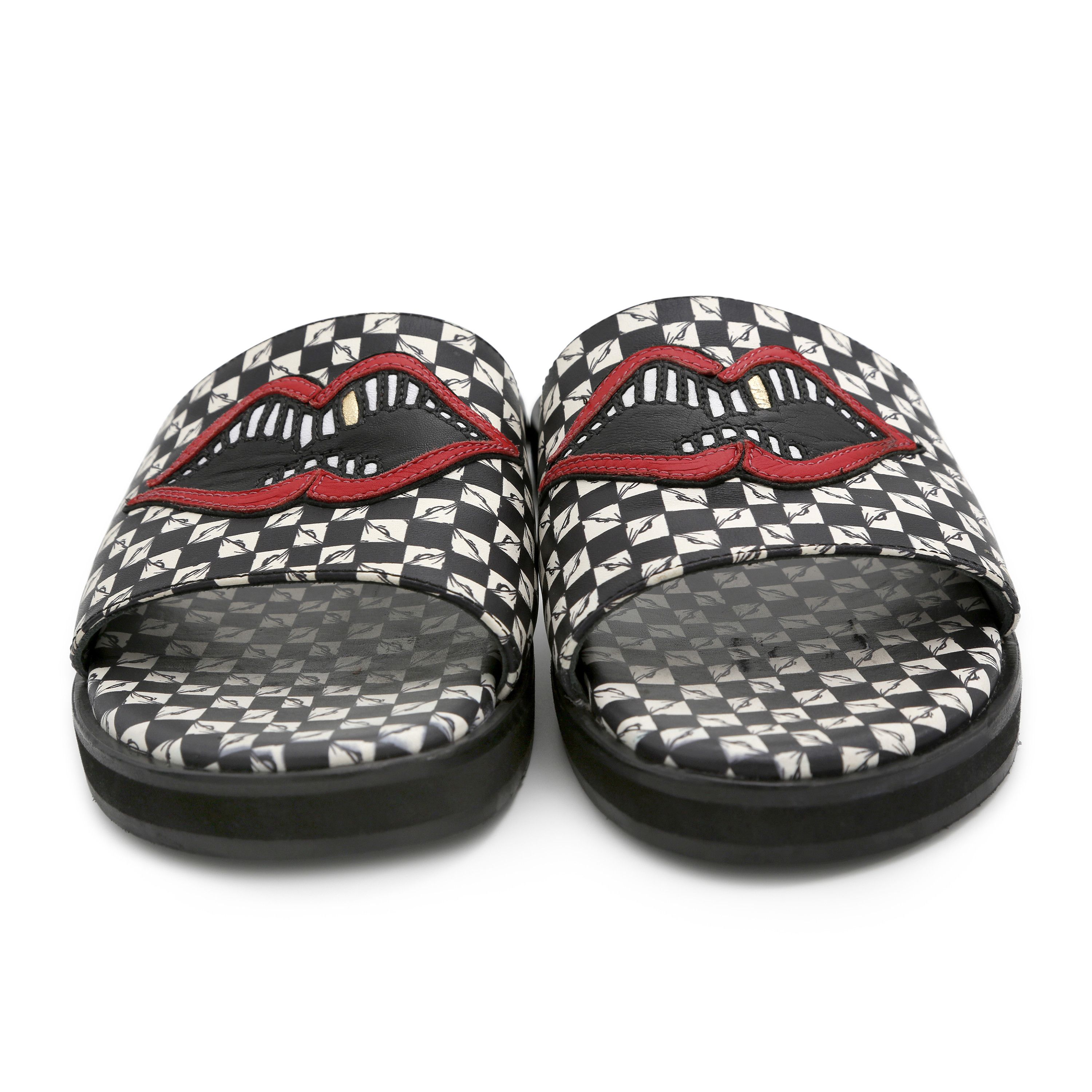 Chrome Hearts Matty Boy Chomper Slides Checkered w Red Lip Size US 10 / EU 43 - 3 Thumbnail
