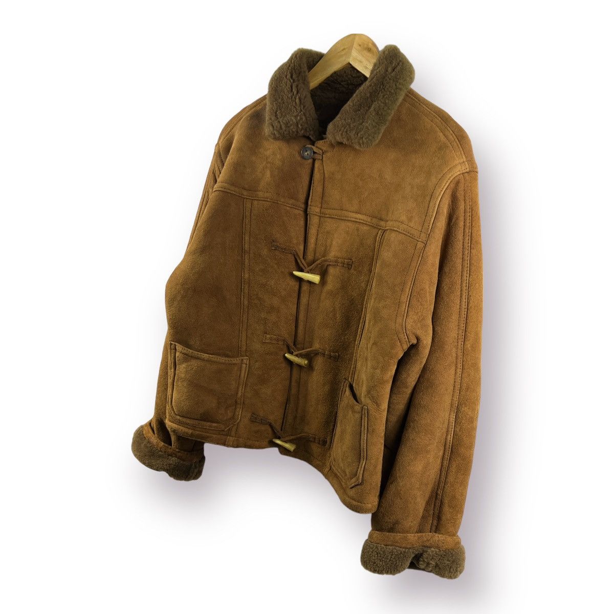 Leather 🔥 Barnstormer DUFFLE CROP JACKET LEATHER GENUINE FUR COLLAR Size S / US 4 / IT 40 - 2 Thumbnail