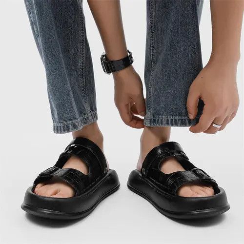 Other Stylish Black Crocodile Pattern Sandals Size US 9 / EU 42 - 3 Thumbnail