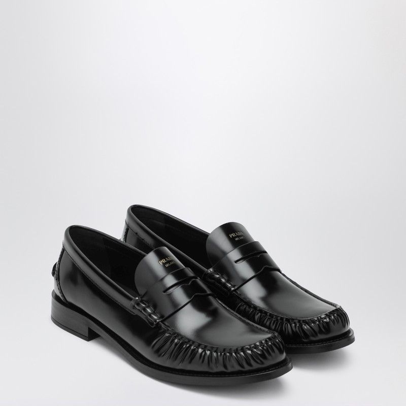 Prada Black Polished Leather Loafers