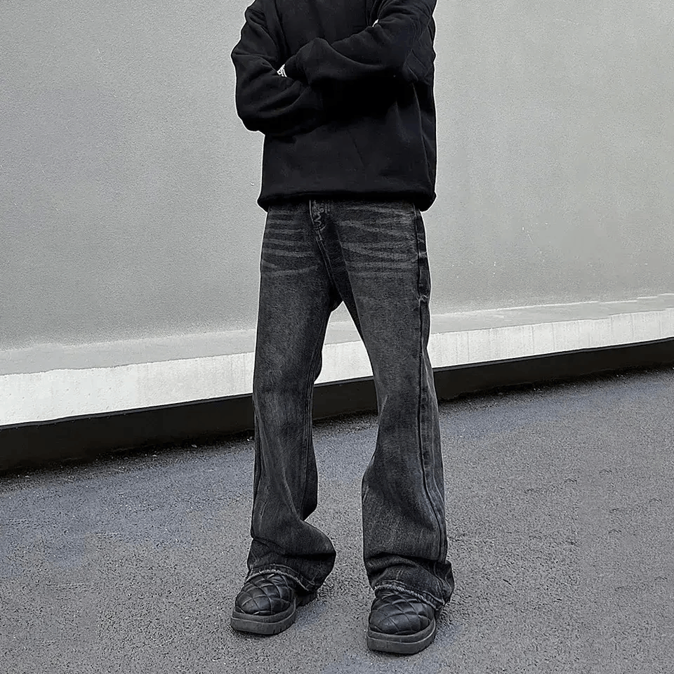 Designer × Japanese Brand × Jean Loose Straight-leg Flared Black Jeans Size US 30 / EU 46 - 2 Thumbnail