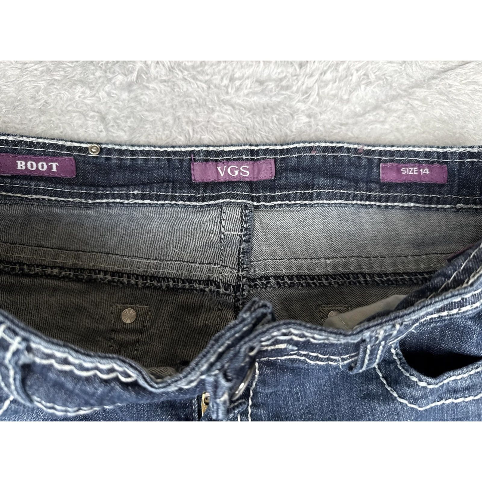 Denime VGS Jeans Womens Bootcut 14 Blue Mid Wash Stretch Lace Denim 34x31 Size 36" / US 14 / IT 50 - 6 Thumbnail