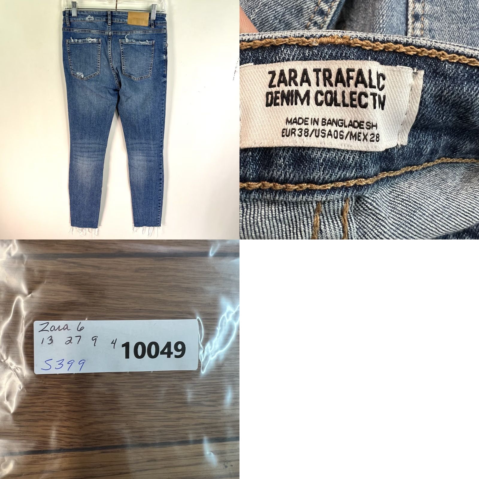 Zara ZARA Trafaluc Slim Ankle Distressed Denim Jeans Womens 6 Blue Medium Wash Inseam 26in Mid Rise 8.5-10.5in Full Length Style: Ankle Size 28" / US 6 / IT 42 - 8 Thumbnail