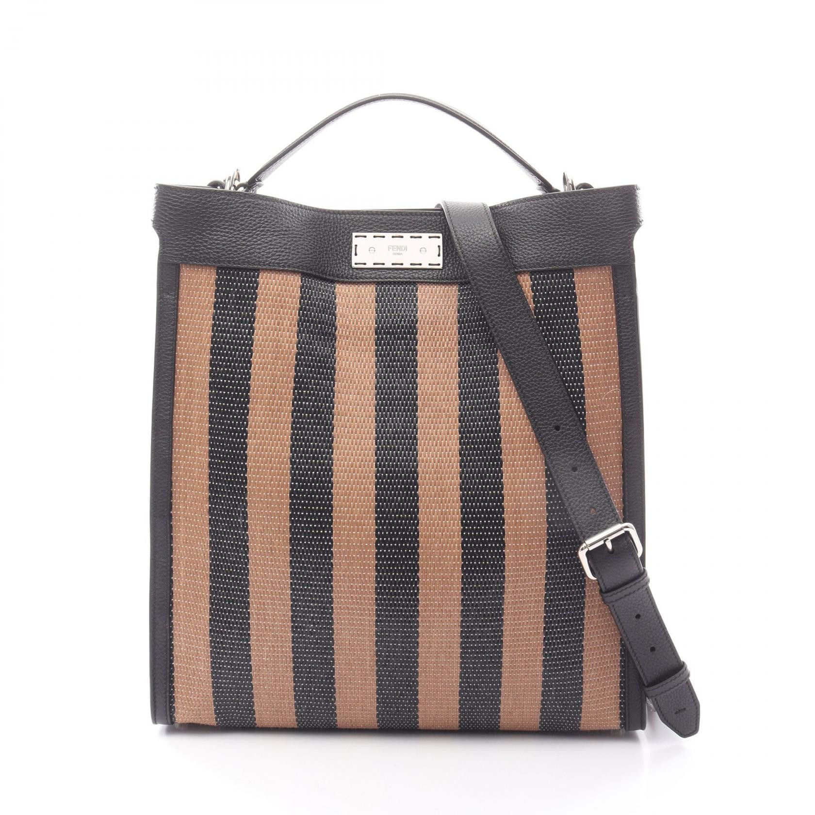 Fendi Fendi Fendi Peekaboo X-Lite Fit Leather Raffia Tote Bag Leather Tote Bag 7VA447 DUTY FREE for USA Size ONE SIZE - 1 Thumbnail
