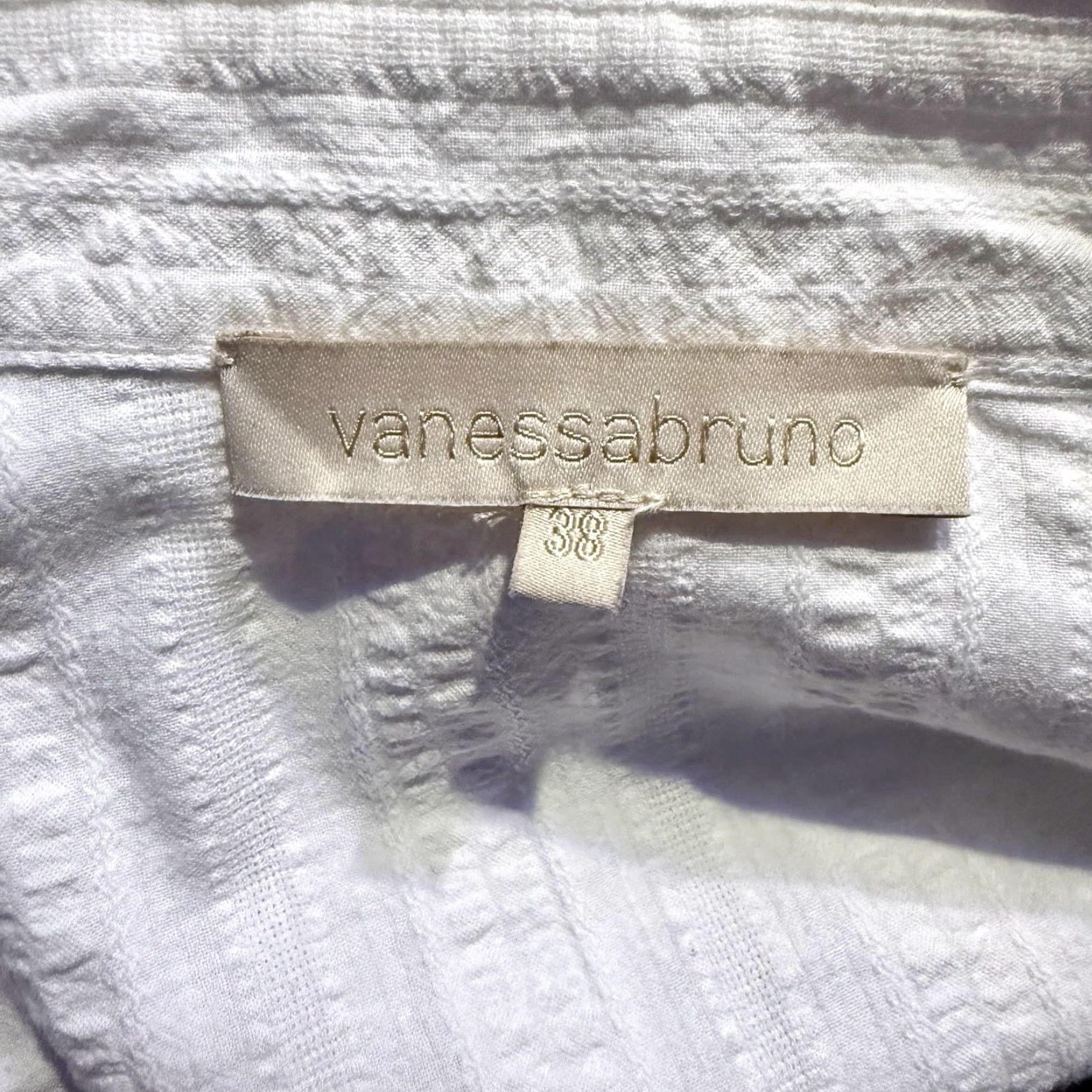 Vanessa Bruno VINTAGE Vanessa Bruno Button-Up Shirt White Cotton Textured Long Sleeve Collared Size 38 100% Cotton Mens Womens? Size M / US 6-8 / IT 42-44 - 6 Thumbnail