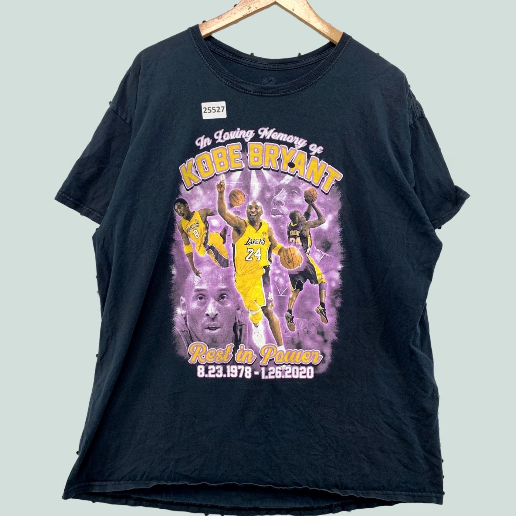 Fruit Of The Loom Kobe Bryant RIP Shirt Purple XL Mens Short Sleeve 23x28.5 Black Purple #24 #8 Adult XL T-Shirt Clothing Sports Dreams In Motion Size US XL / EU 56 / 4 - 1 Thumbnail