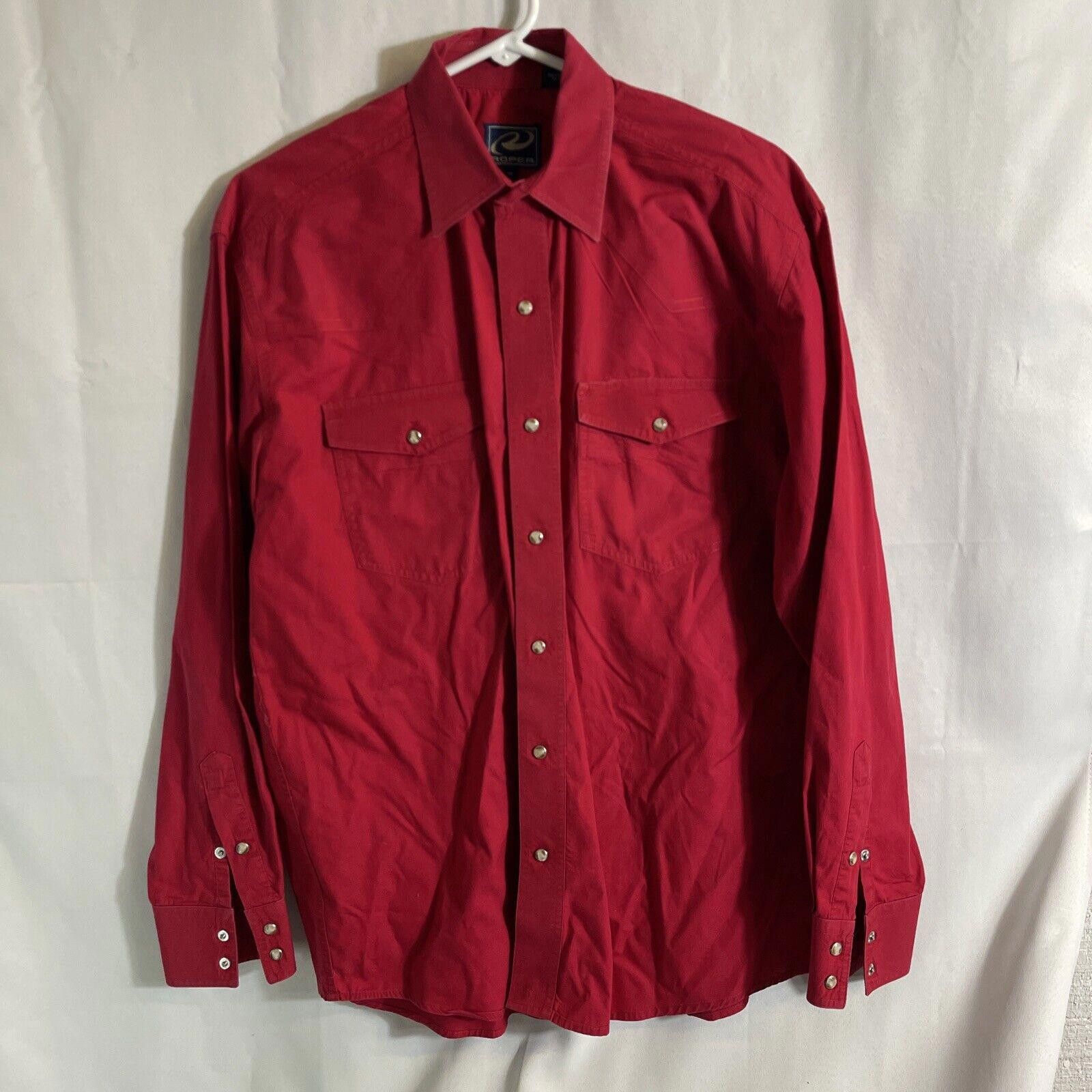 Roper Roper Shirt Mens Large Red Button Pearl Snap Size US L / EU 52-54 / 3 - 1 Thumbnail