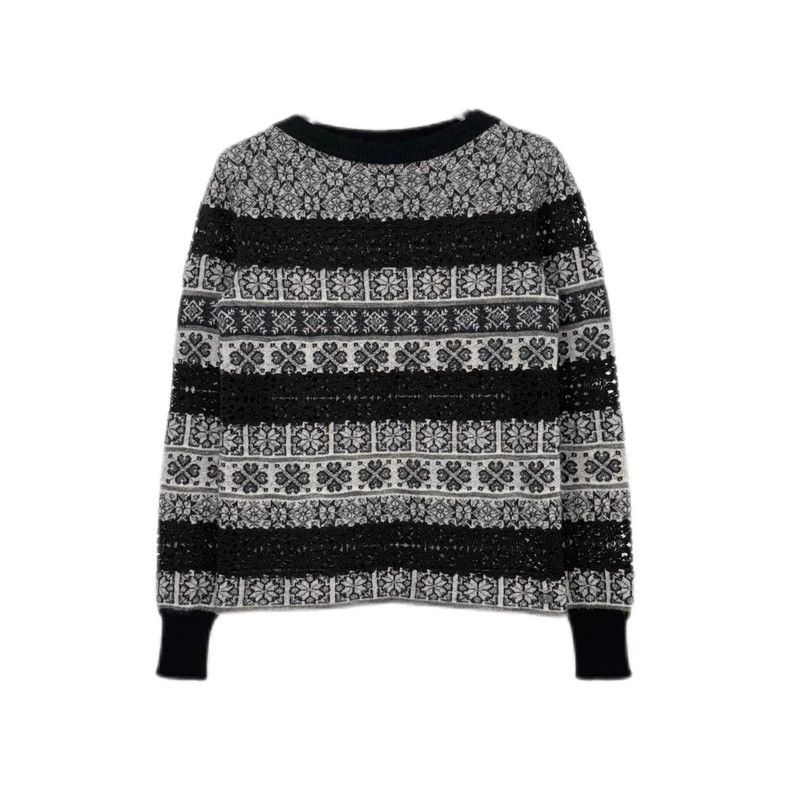 Chanel Chanel Black Gray Floral Knit Sweater Size US S / EU 44-46 / 1 - 1 Thumbnail