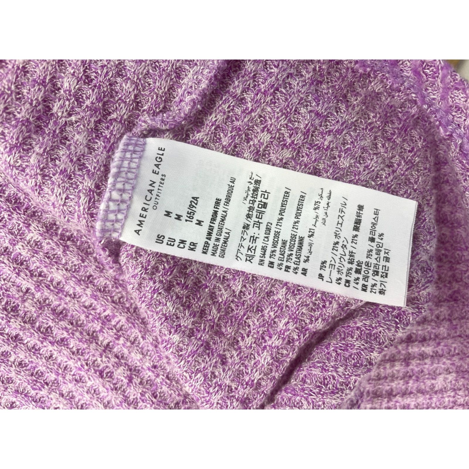 American Eagle Outfitters Vibrant Purple American Eagle Outfitters Sweater Woman Medium Waffle-Knit V-Neck Pullover Size M / US 6-8 / IT 42-44 - 8 Thumbnail