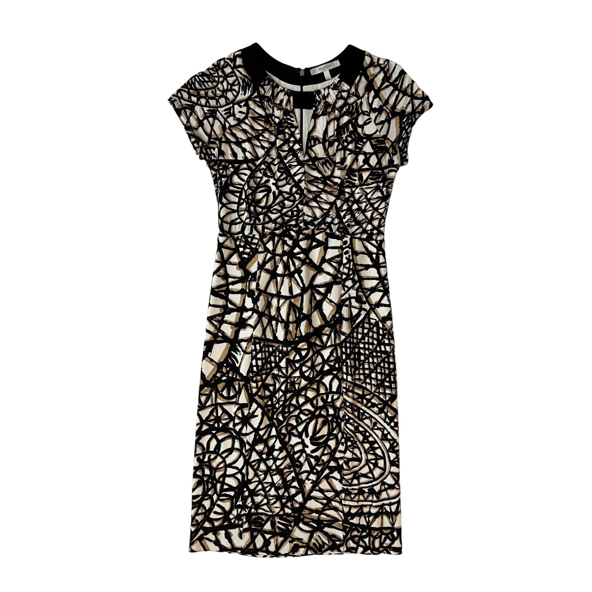 Max Mara $885 New Max Mara 38 US 4 Sheath Dress Jersey Knit Geo Midi Size S / US 4 / IT 40 - 2 Thumbnail