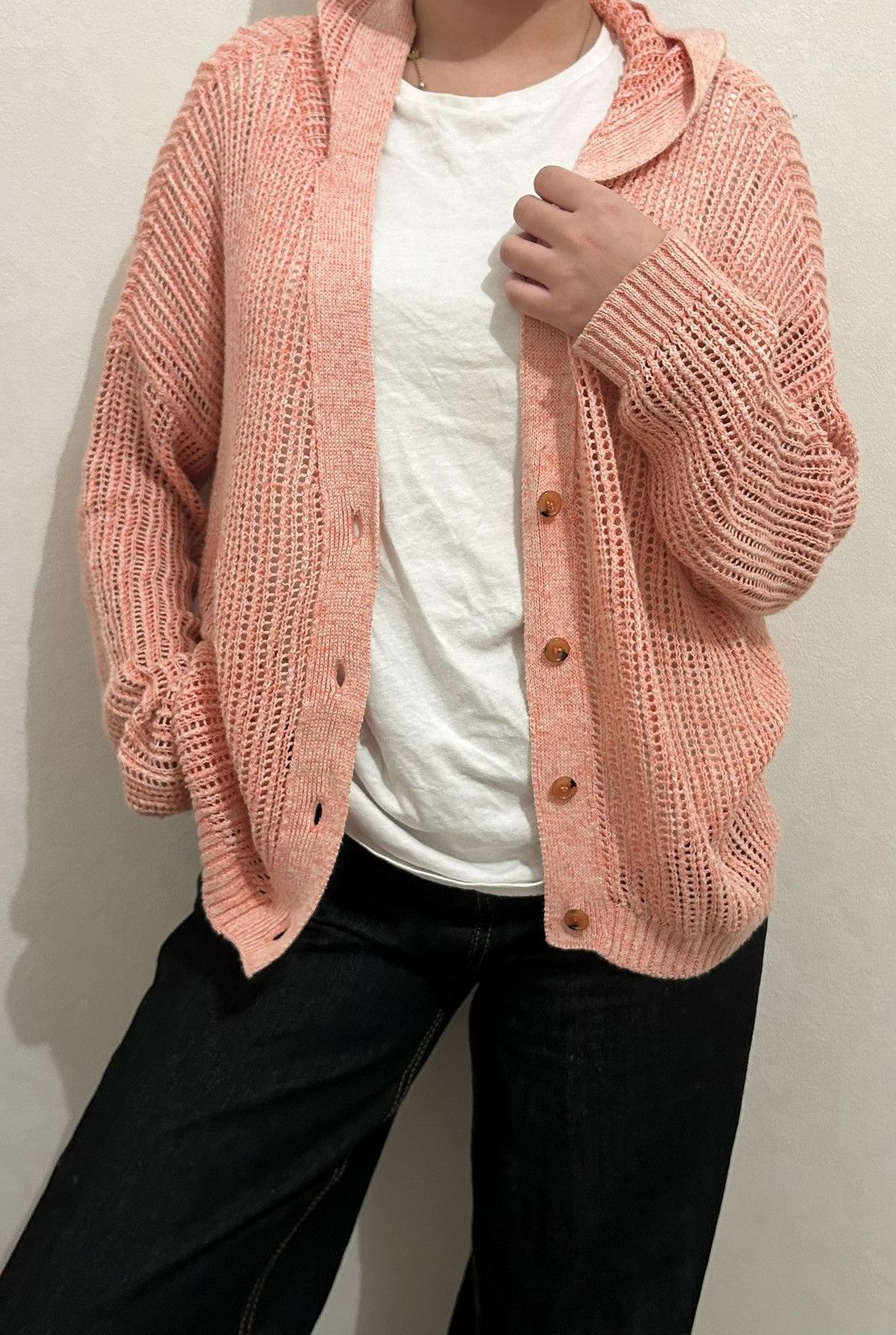 Roberto Collina Roberto Collina Pink Hooded Cardigan Open Knit Linen Size M Size M / US 6-8 / IT 42-44 - 13 Thumbnail