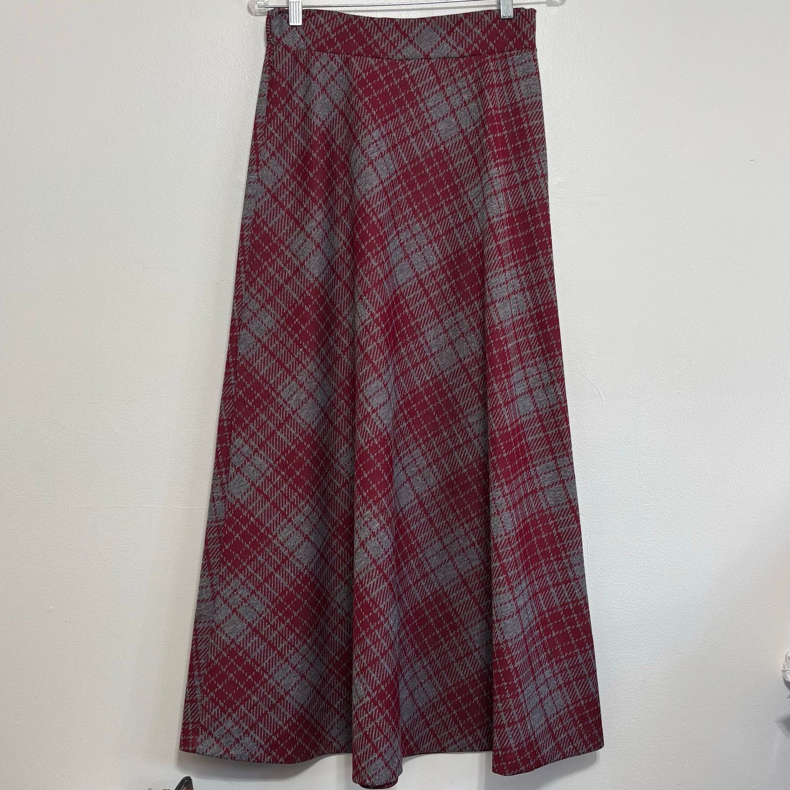 Other Vintage Zio by Youngja Red Gray Plaid A-Line Skirt 11/12 Size 28" / US 6 / IT 42 - 1 Thumbnail