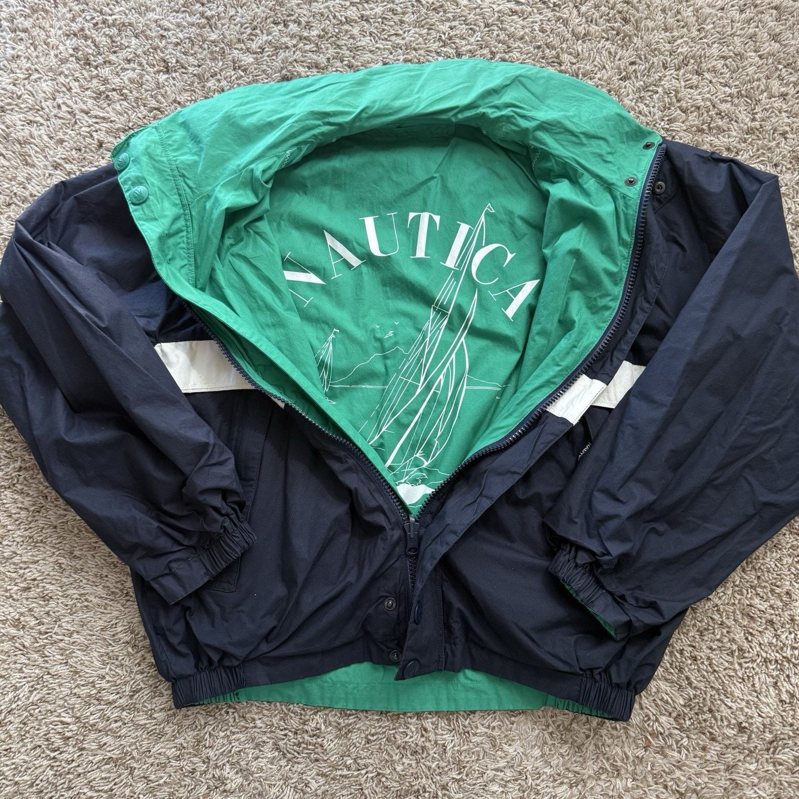 Nautica × Vintage Vintage 90’s Nautica Reversible Windbreaker Sailing Jacket Size US L / EU 52-54 / 3 - 1 Thumbnail