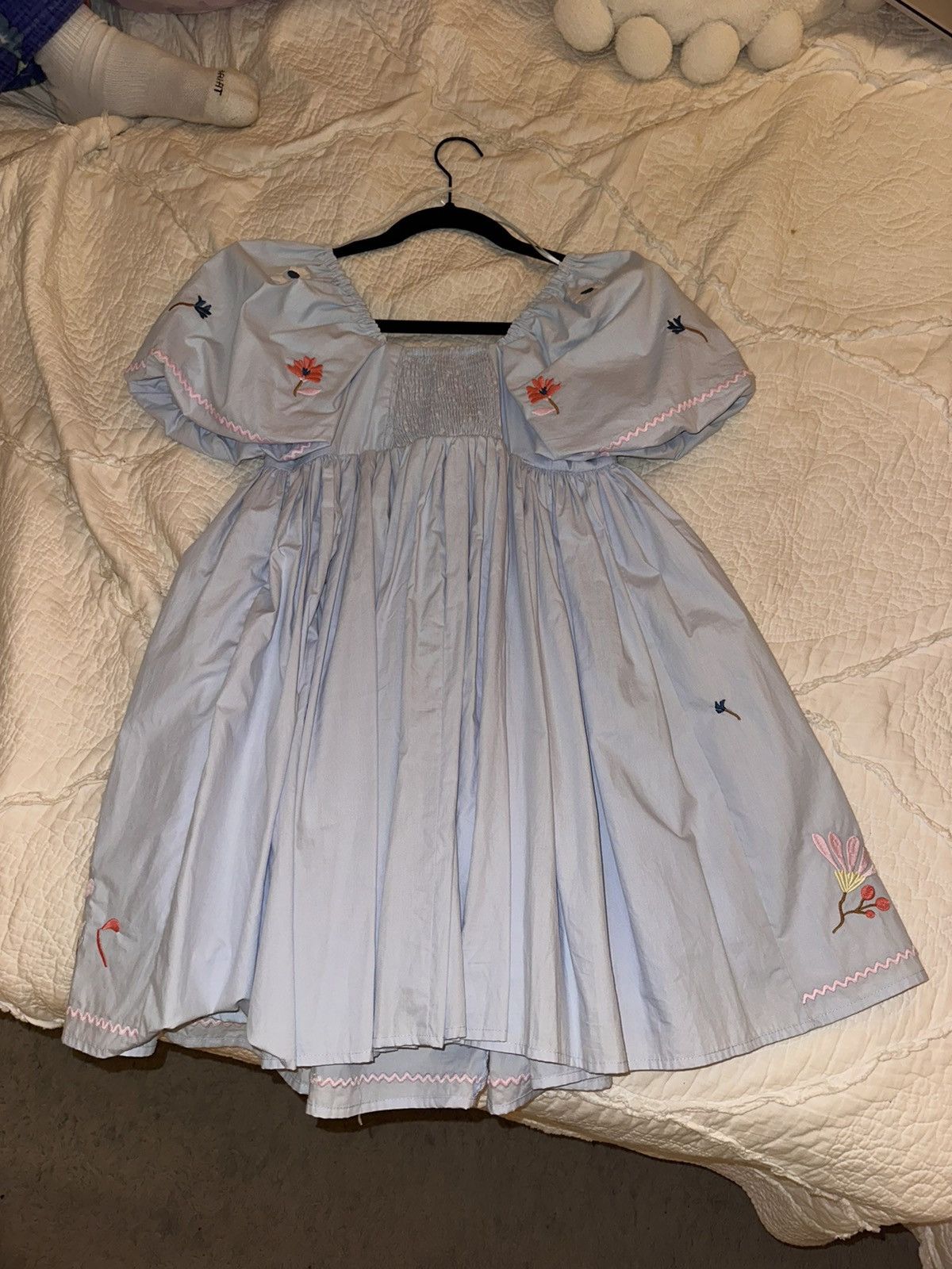 Other Light Blue Flowery Mini Dress Size M / US 6-8 / IT 42-44 - 5 Thumbnail