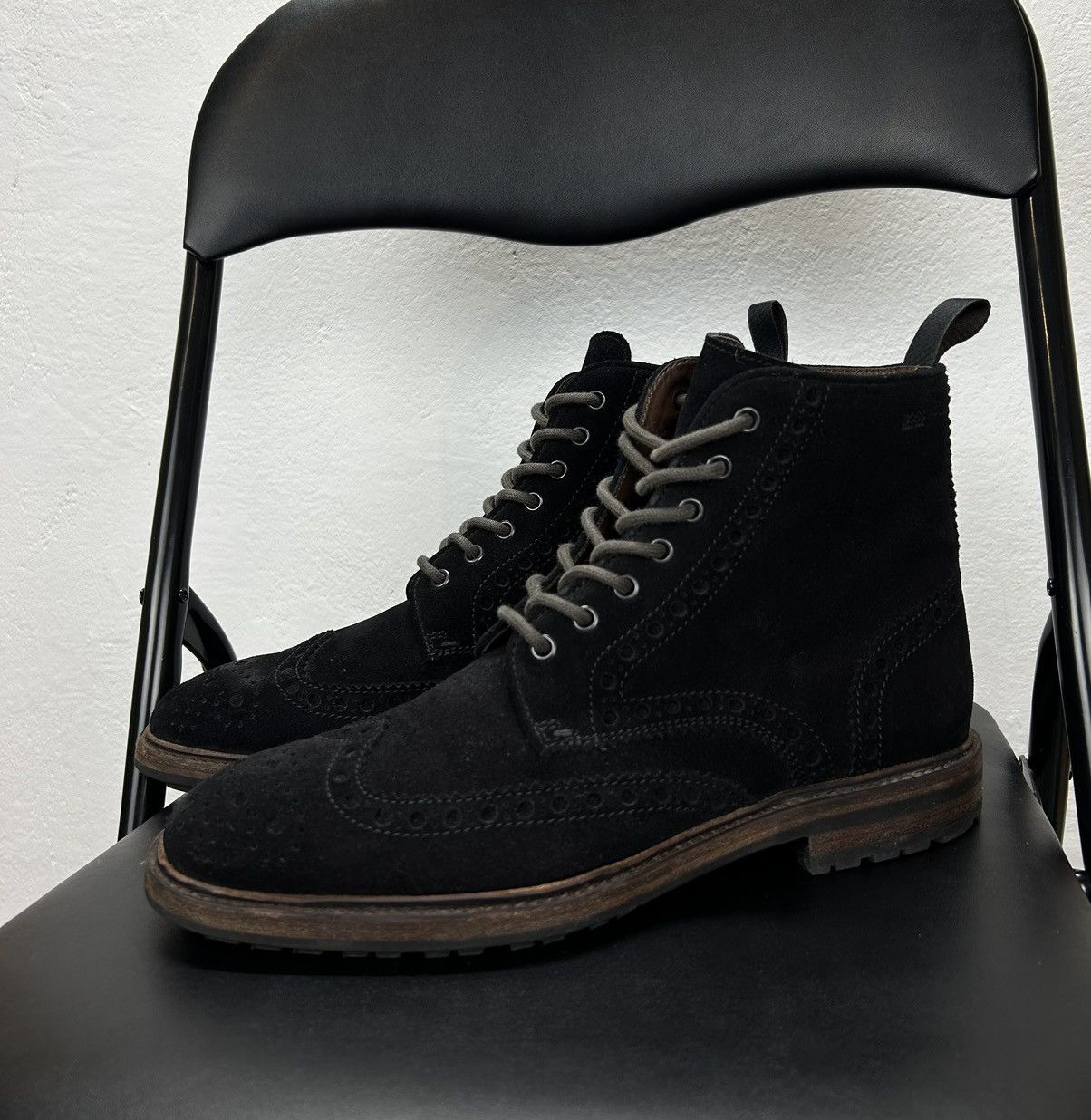 Hugo Boss Suede Leather Chelsea Black Boots