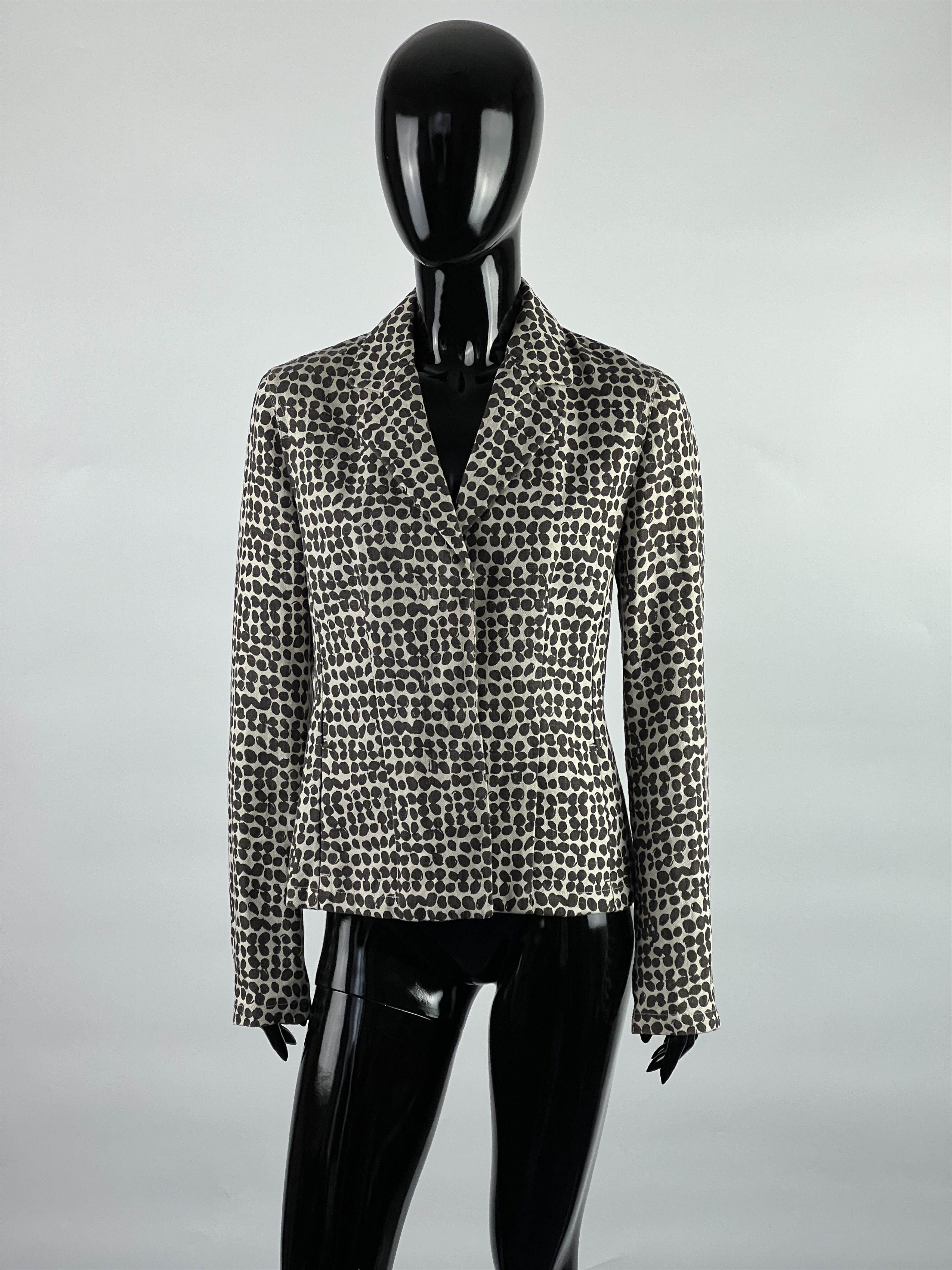 Max Mara Max Mara Brown White Linen Blazer Jacket Size 6 Size S / US 4 / IT 40 - 1 Thumbnail