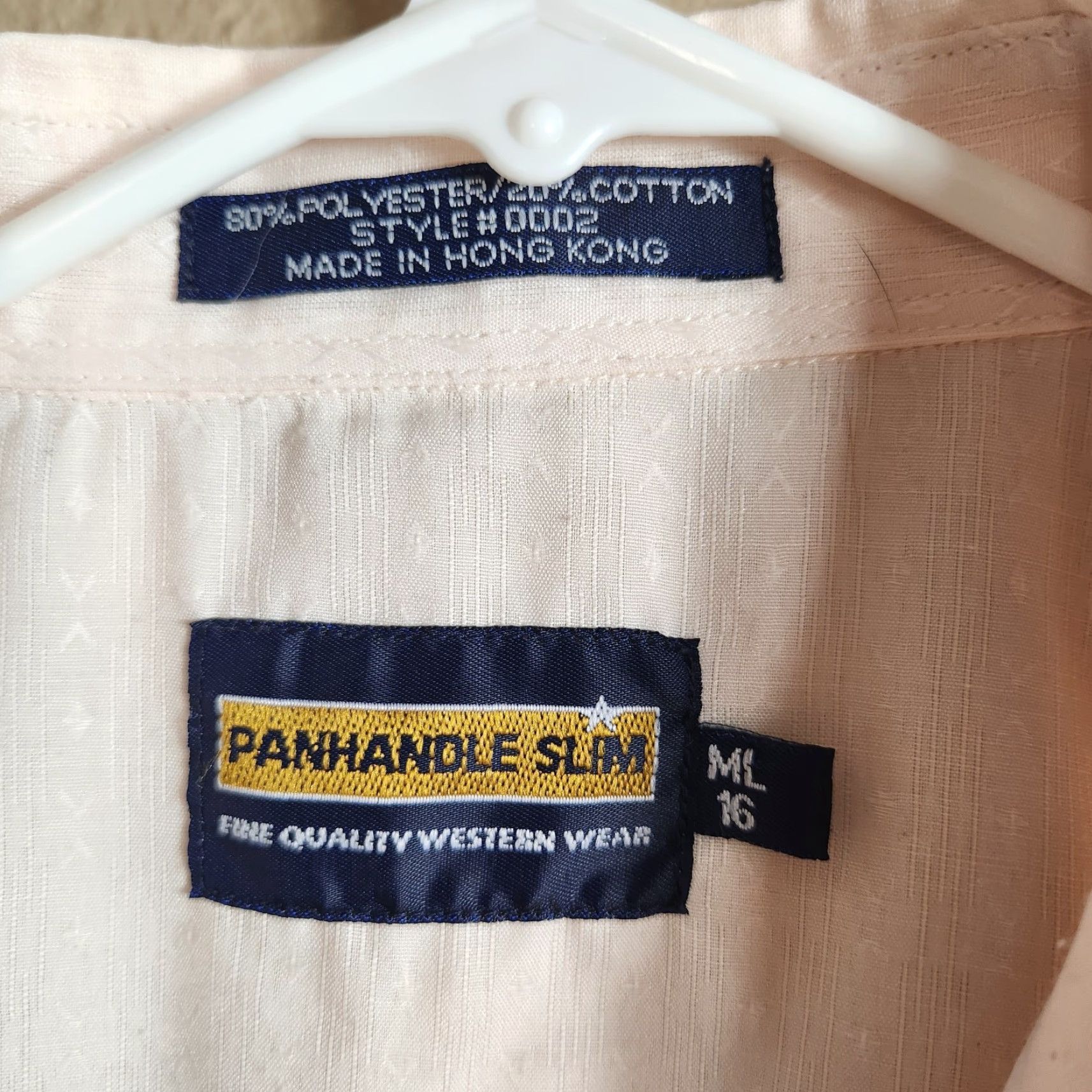 Vintage VINTAGE Panhandle Slim Mens Shirt | Size 16 ML | Light Peach SS Western Pearl Snap Shirt Size US M / EU 48-50 / 2 - 2 Thumbnail