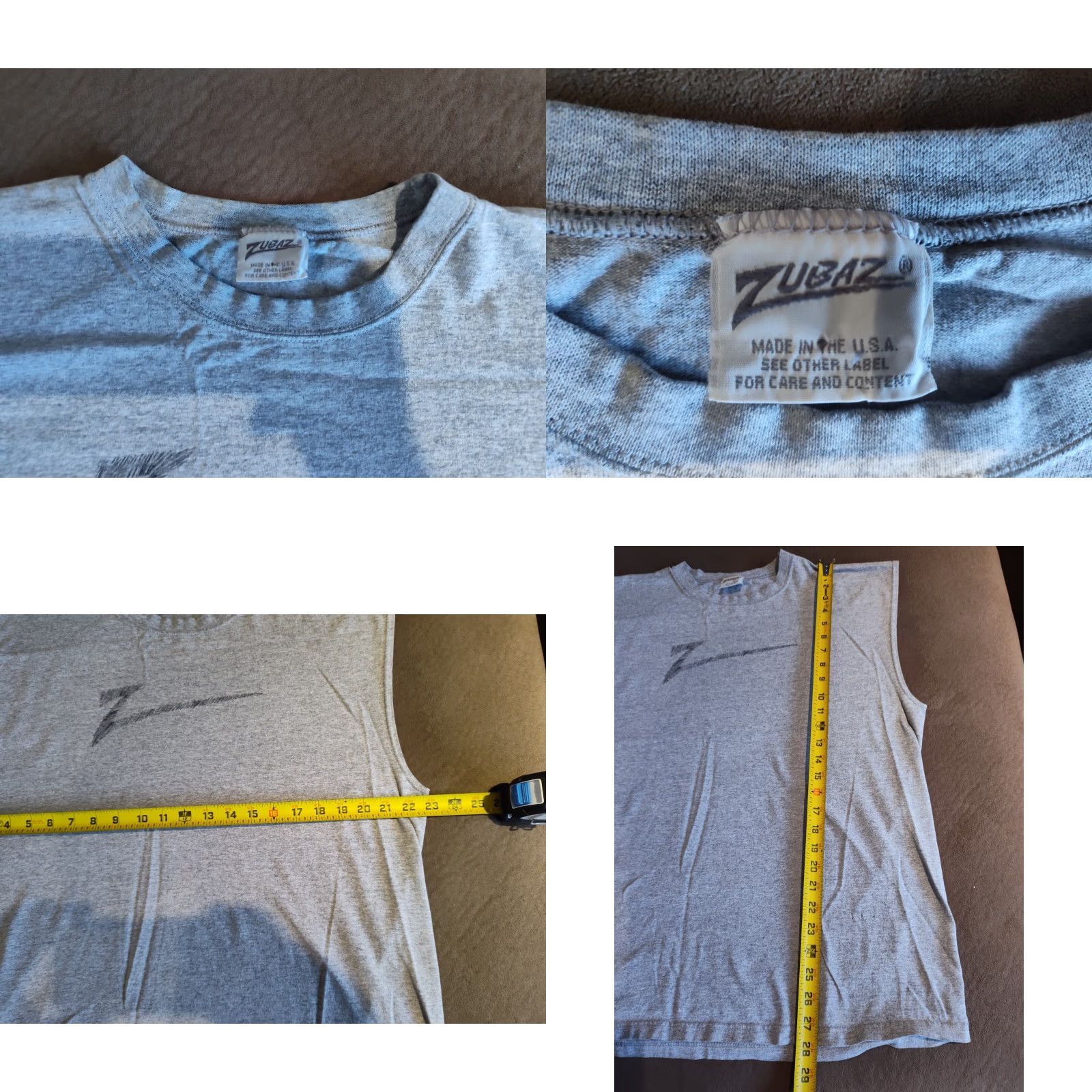 Vintage VINTAGE American Vintage Zubaz T-Shirt Category: T-Shirt Adult L Gray 90s Logo Mens Size US L / EU 52-54 / 3 - 8 Thumbnail