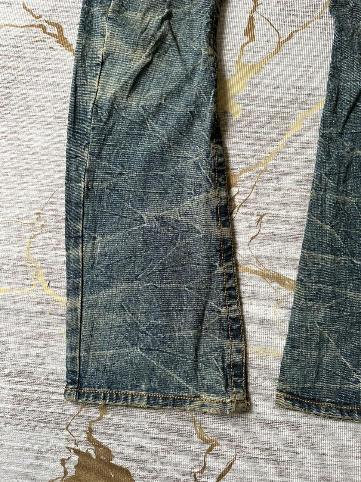 Japanese Brand FLARE Rattle Trap Claw Marks Distressed Curve Leg Denim Size US 32 / EU 48 - 6 Thumbnail