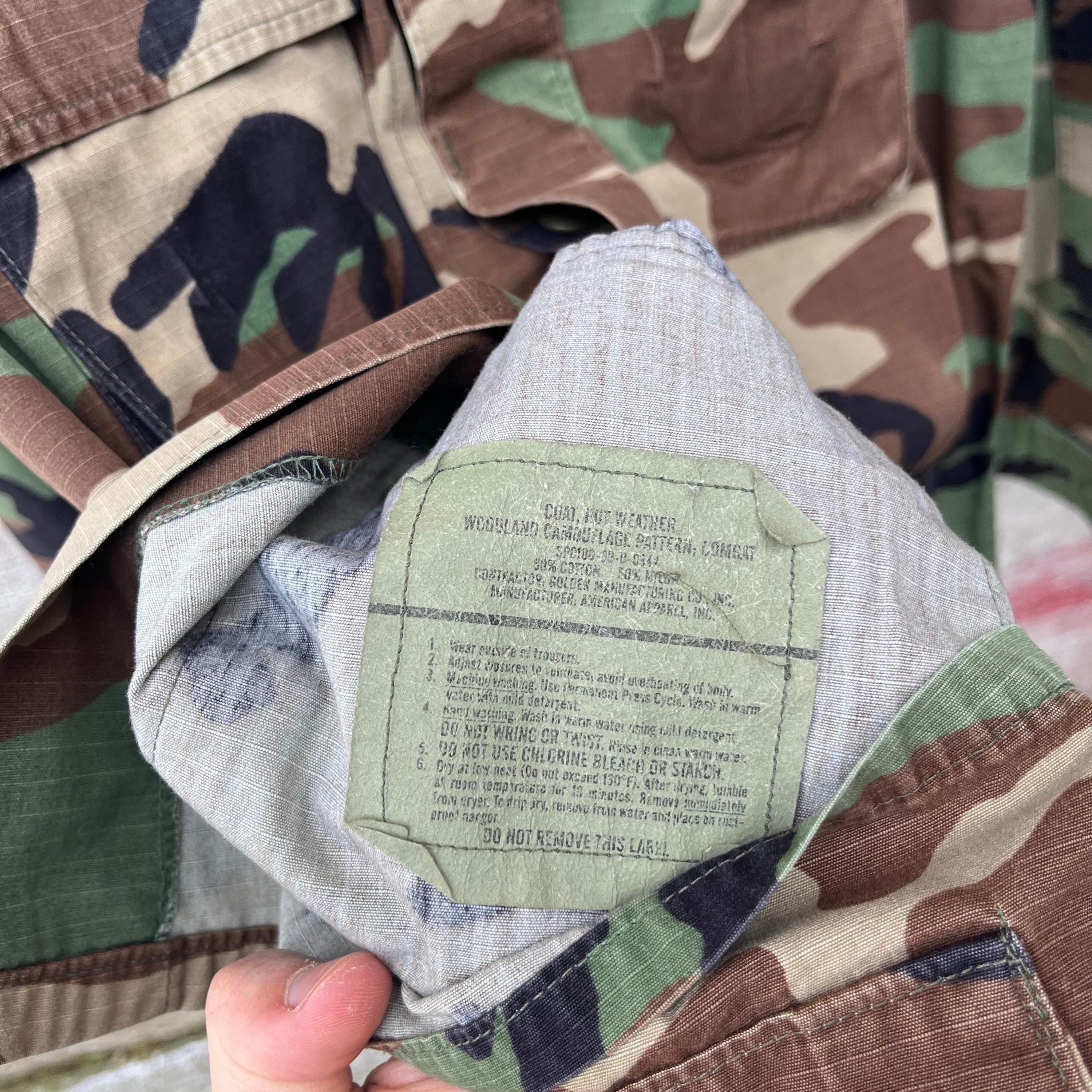 Vintage 80's US Military Woodland Ripstop Field Light Jacket Size US L / EU 52-54 / 3 - 3 Thumbnail