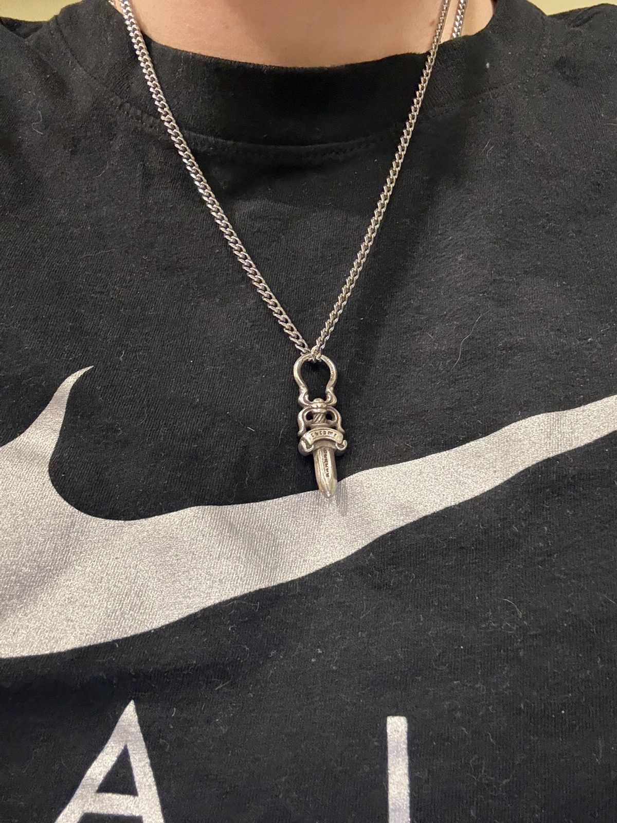 Chrome Hearts Chrome Hearts Dagger Pendant Silver Cuban Chain Necklace 925 Size ONE SIZE - 5 Thumbnail