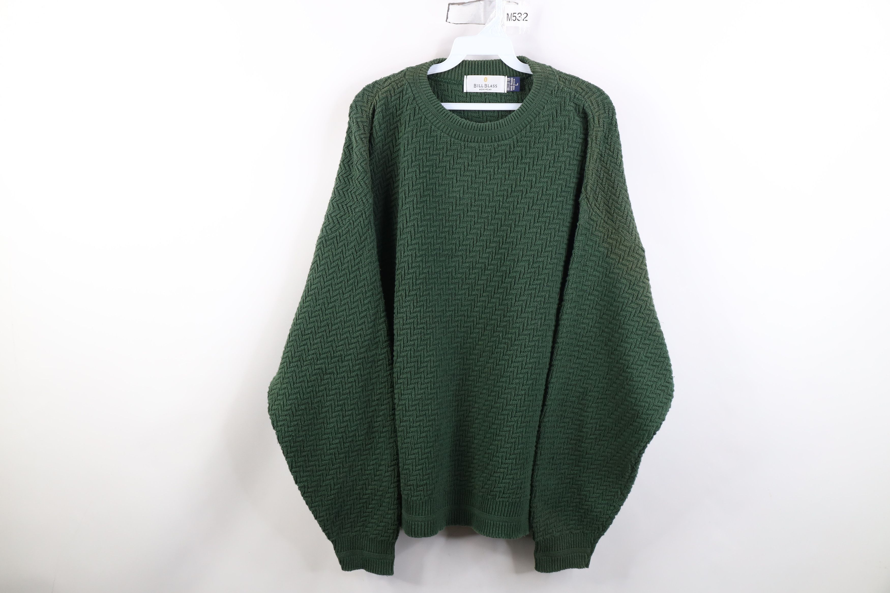 Vintage Vintage 90s Streetwear Cotton Zig Zag Knit Sweater Green USA Size US L / EU 52-54 / 3 - 1 Thumbnail