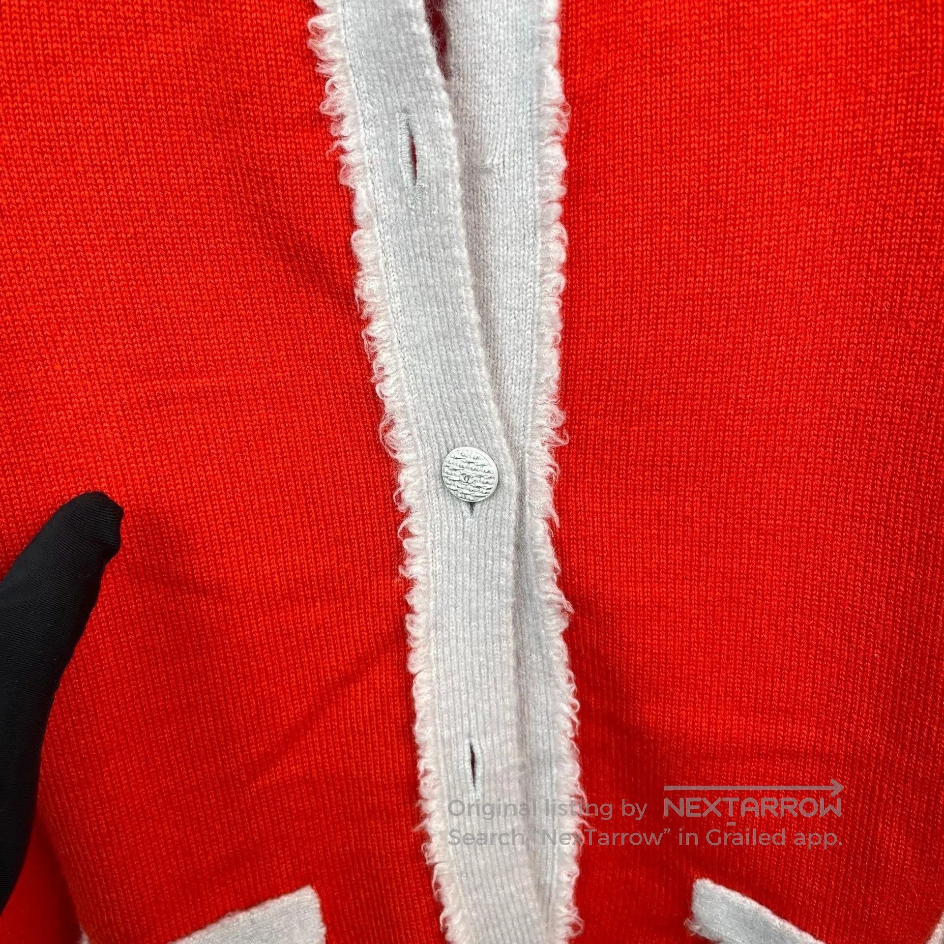 Chanel Chanel Red Cashmere Knit Cardigan| Size XXS / US 00 / IT 34 - 8 Thumbnail