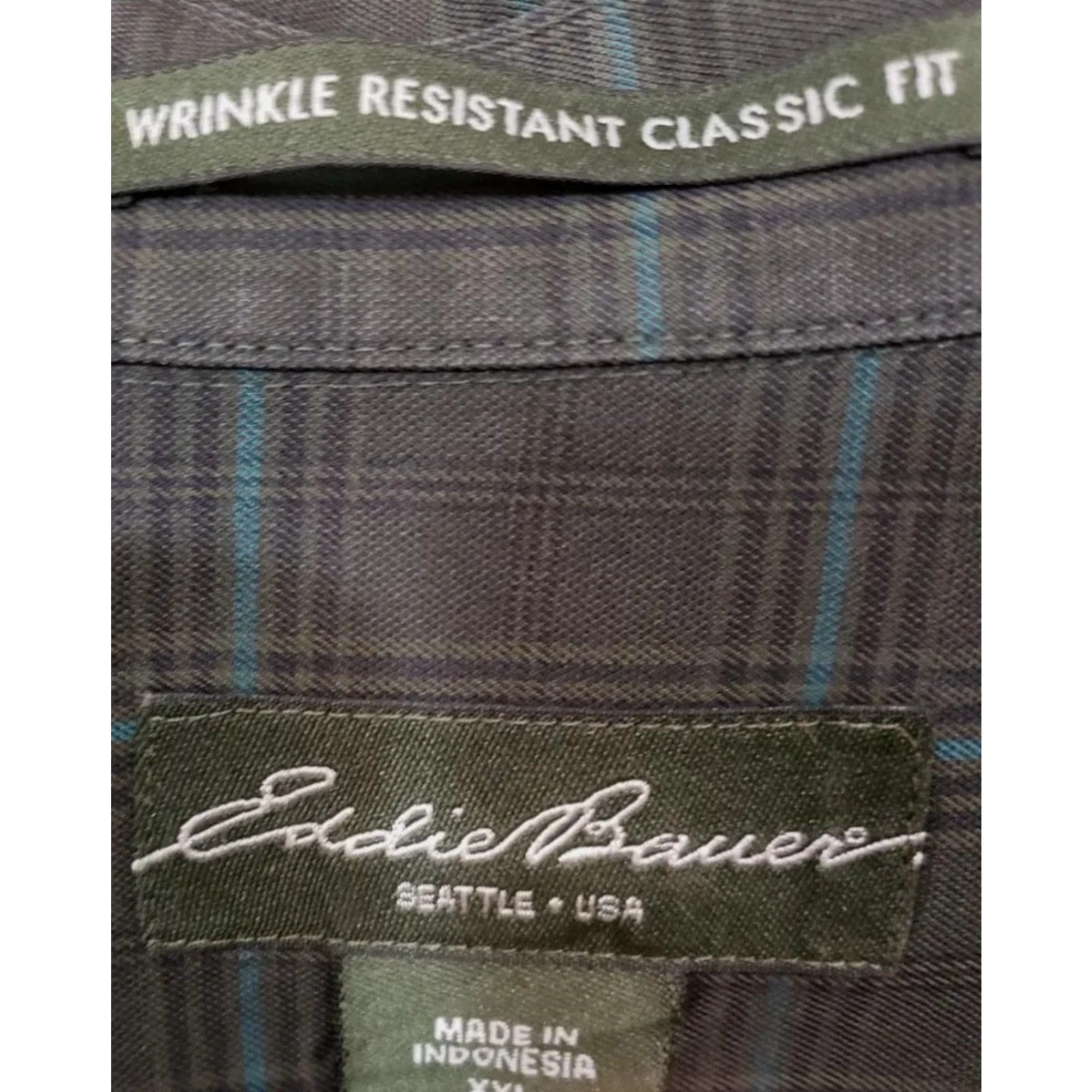 Eddie Bauer Eddie Bauer Shirt Men's 2XL Button-Up Classic Fit Wrinkle Free Plaid Gray Cotton Blend Button-Front Reusable 2XL Size US XXL / EU 58 / 5 - 4 Thumbnail