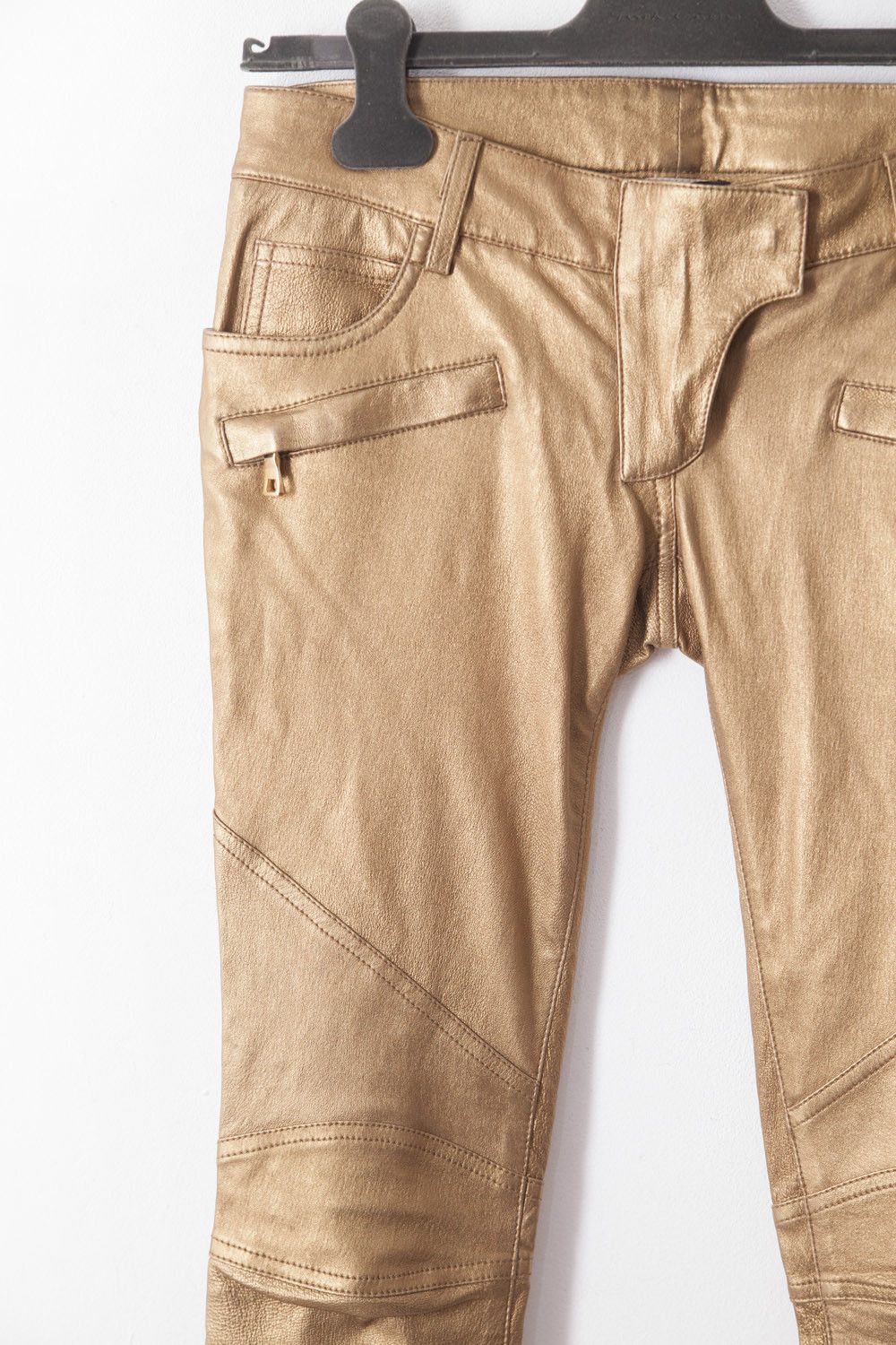 Balmain AW10 golden leather biker jeans Size 25" / US 0 / IT 36 - 3 Thumbnail