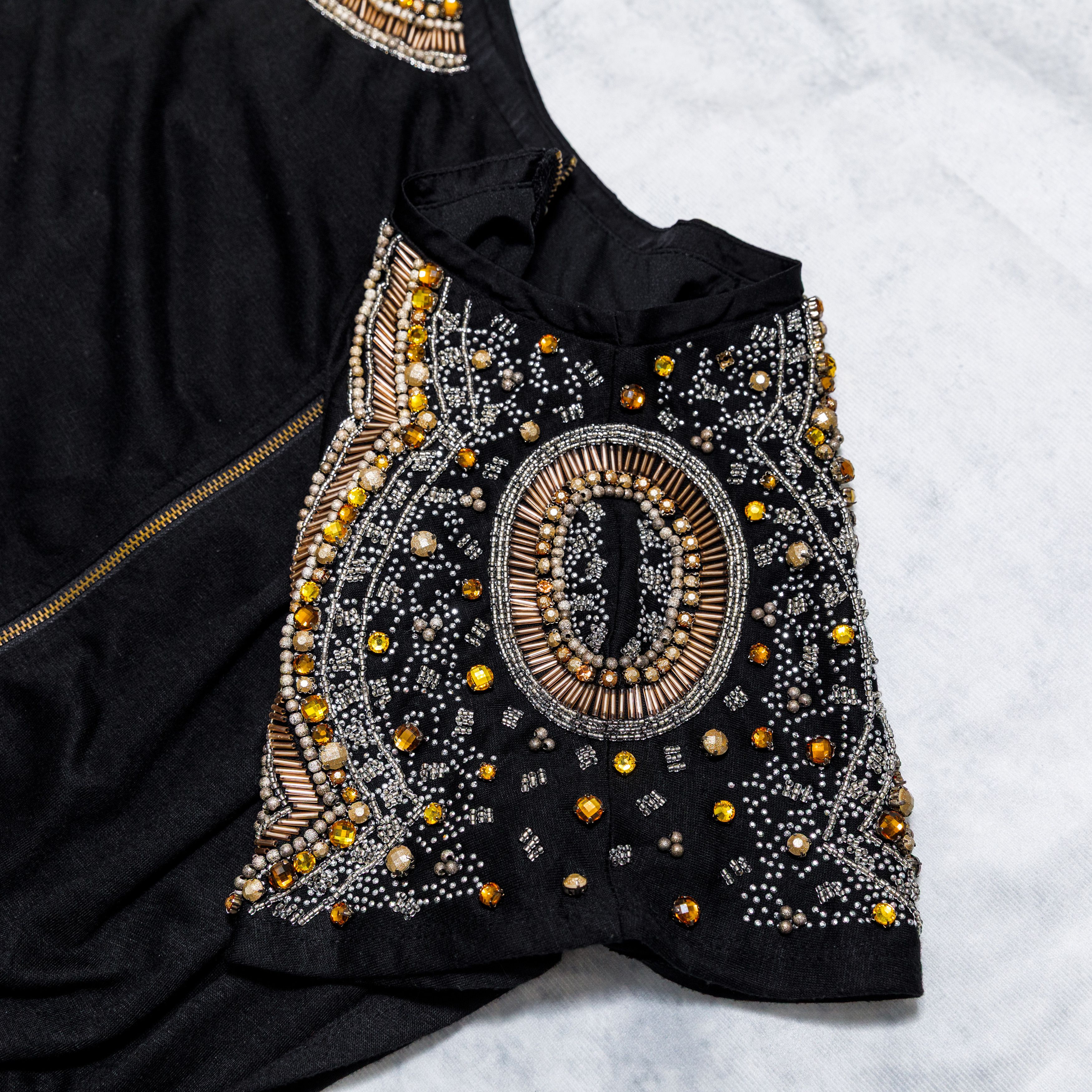Other Isabel Lu Wool Studded Beaded Rhinestone Mini Black Dress Size S / US 4 / IT 40 - 5 Thumbnail