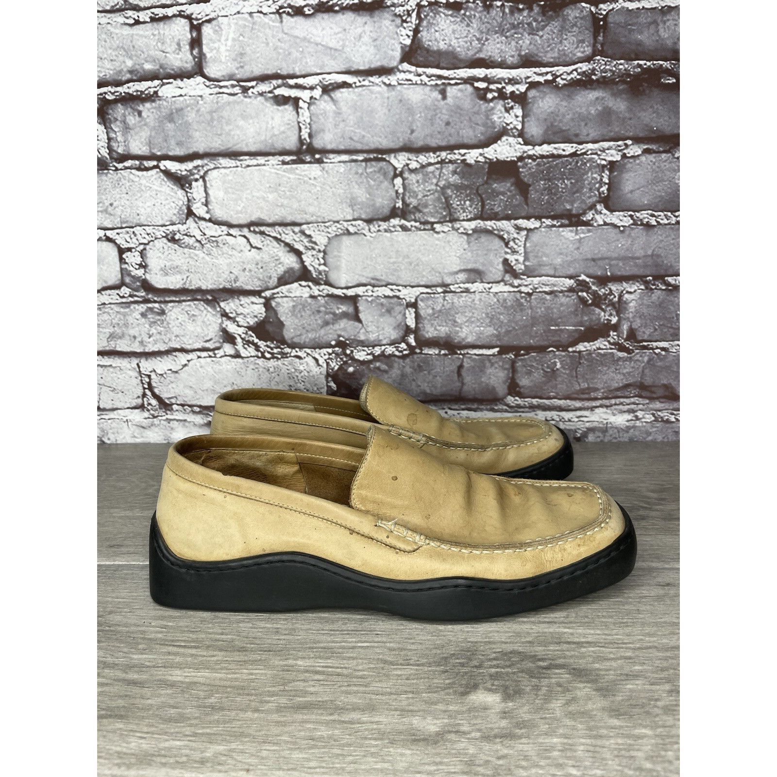 Other Duccio Del Duca Tan Leather Square Toe Wedge Designer Loafer Size US 8.5 / IT 38.5 - 5 Thumbnail
