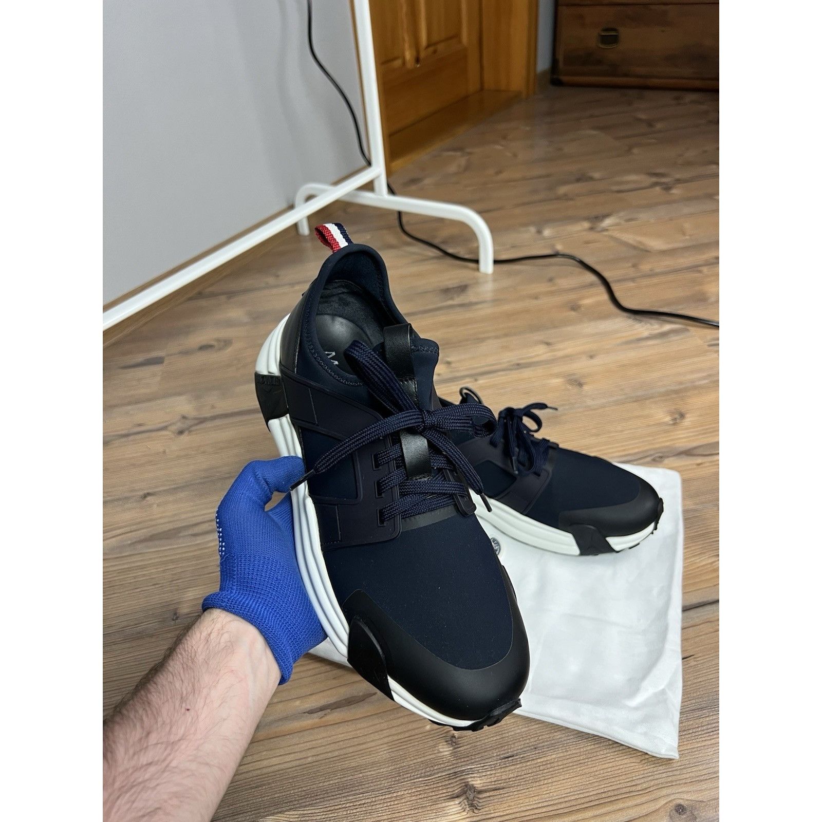 Moncler NWOB Moncler Lunarove Blue Men`s Leather & Mesh Sneakers Siz Size US 10.5 / EU 43-44 - 6 Thumbnail