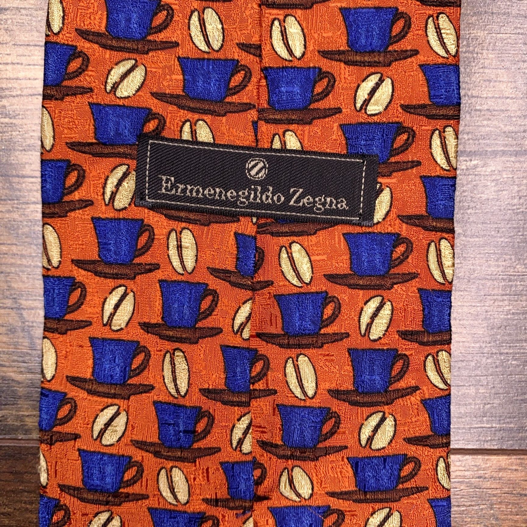 Ermenegildo Zegna VINTAGE Ermenegildo Zegna Tie Silk Orange Italy Geometric Logo Men Classic 57"-60" One Size Orange Silk Tie Designer Size ONE SIZE - 3 Thumbnail