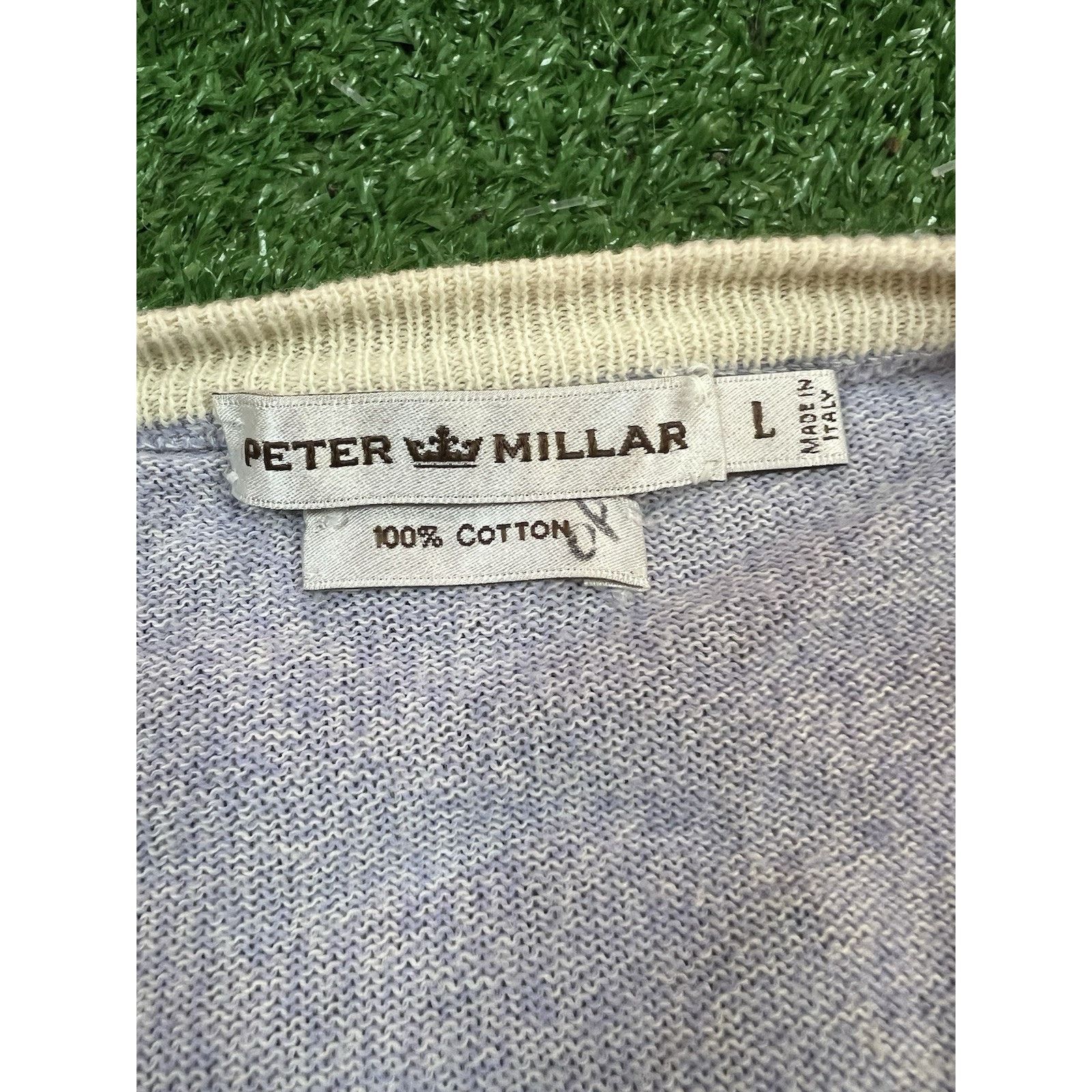 Peter Millar Peter Millar Sweater Mens L Heather Blue Cotton V Neck Size US L / EU 52-54 / 3 - 3 Thumbnail