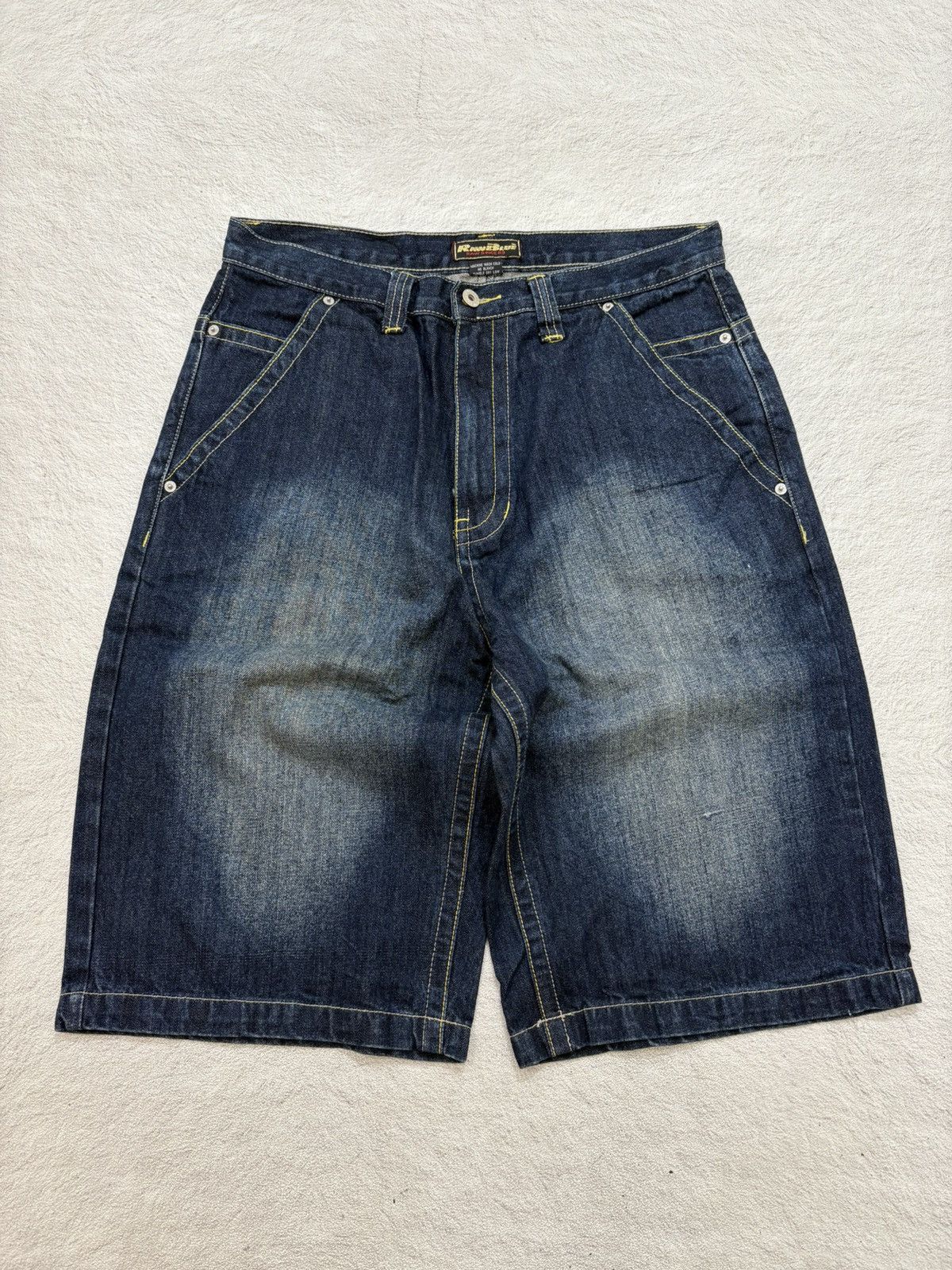 JNCO 2000s rawrblue poem embroidery jorts denim y2k style Size US 33 - 2 Thumbnail